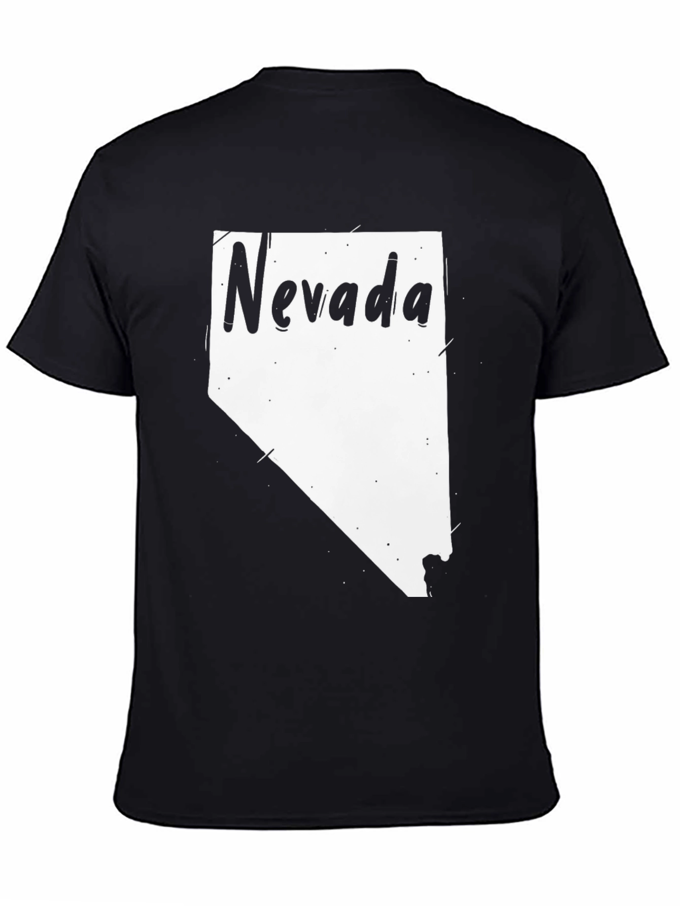Nevada State Outline T-Shirt - Mens Black Tee