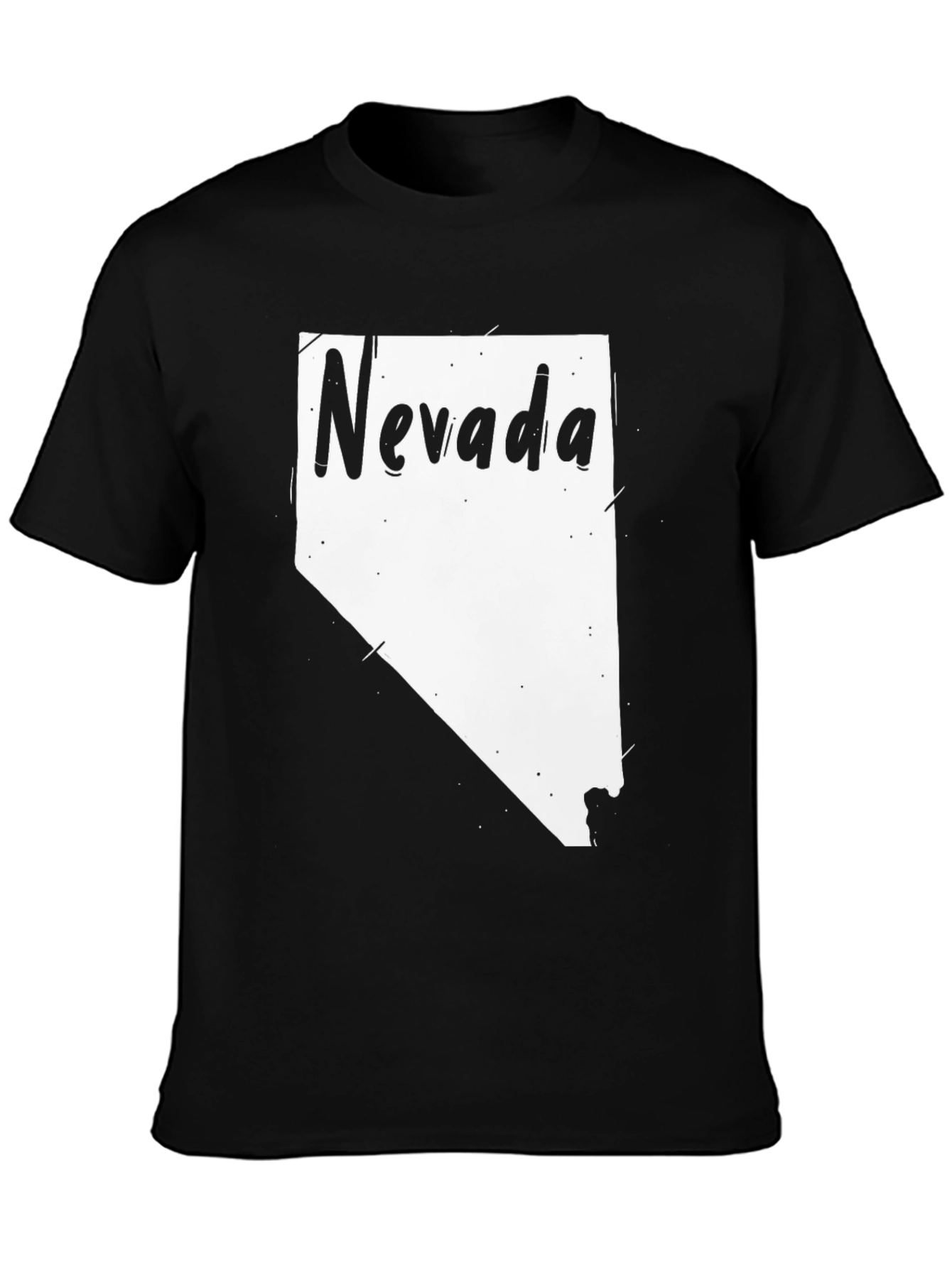 Nevada State Outline T-Shirt - Mens Black Tee
