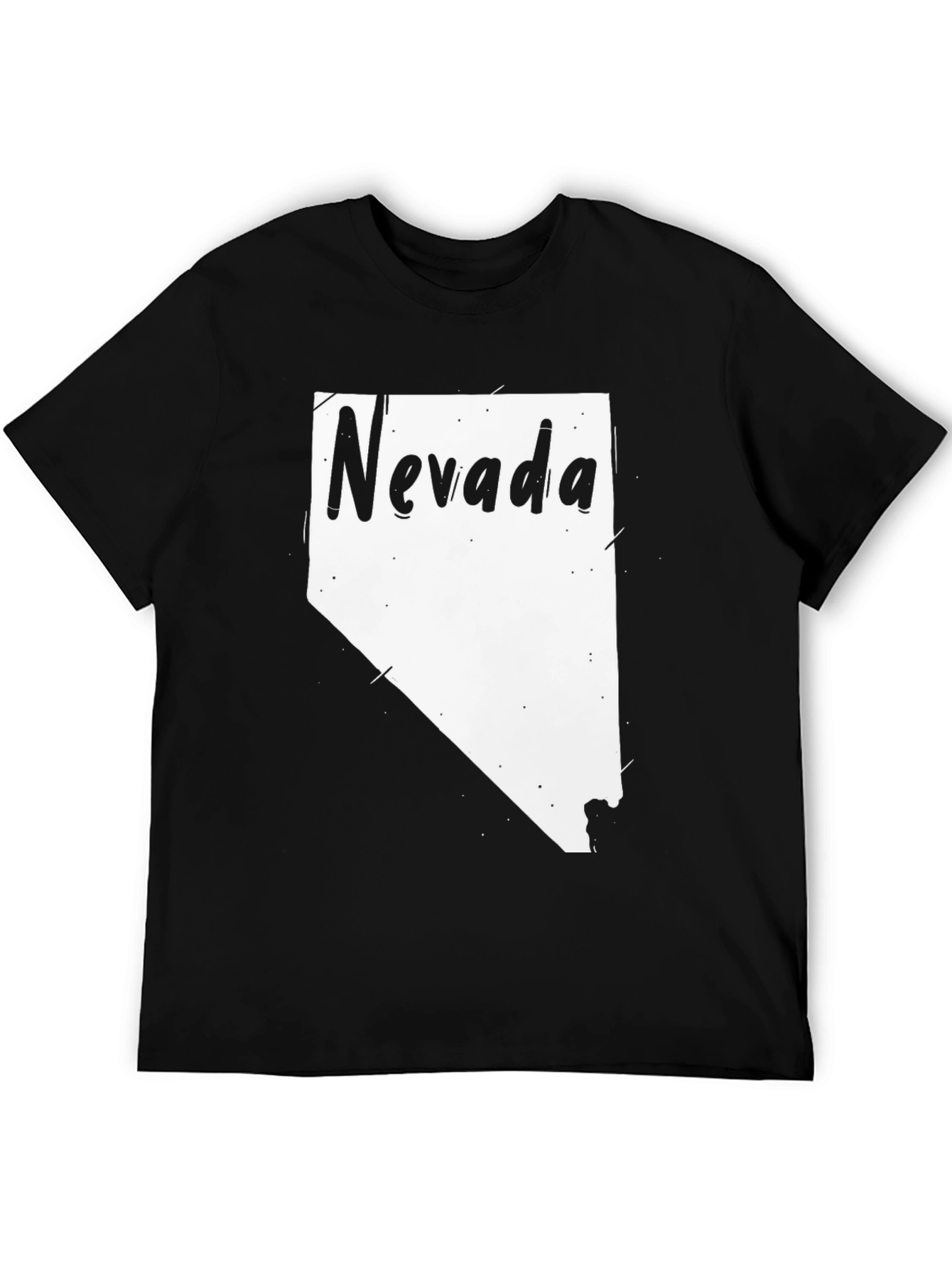 Nevada State Outline T-Shirt - Mens Black Tee