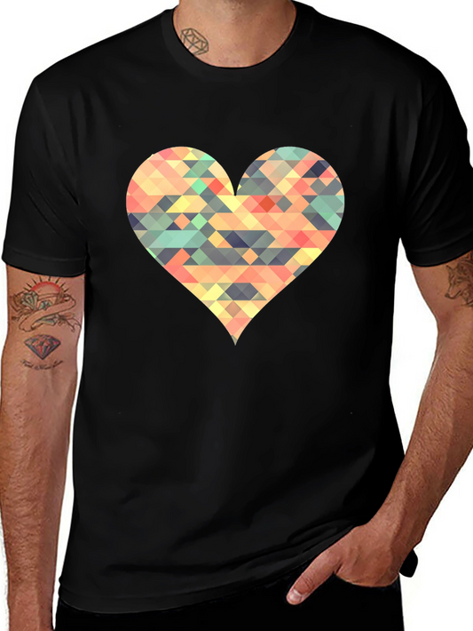 Geometric Heart Black T-Shirt
