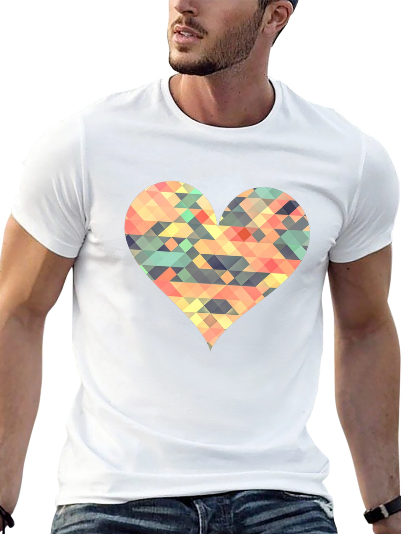 Geometric Heart Black T-Shirt