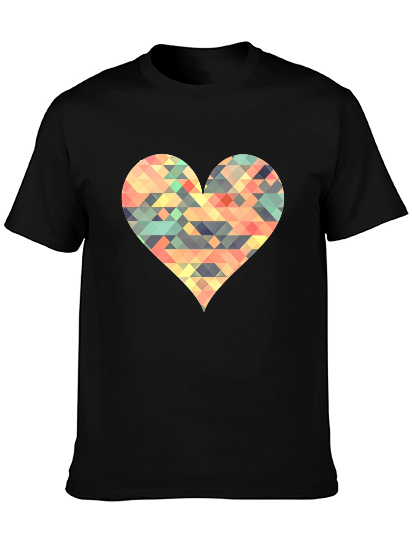 Geometric Heart Black T-Shirt