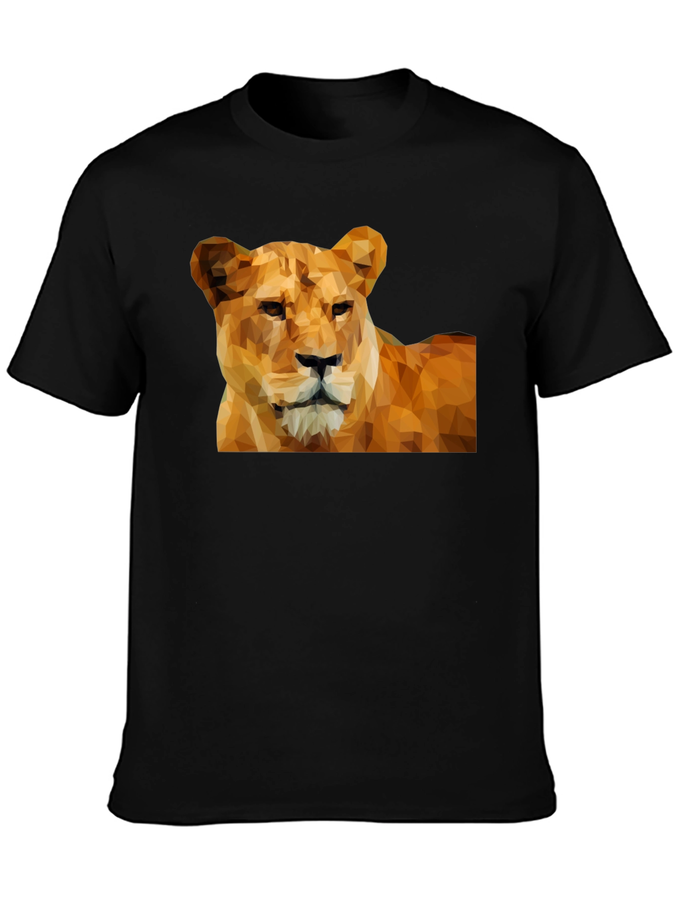 Geometric Lion Graphic Tee - Black