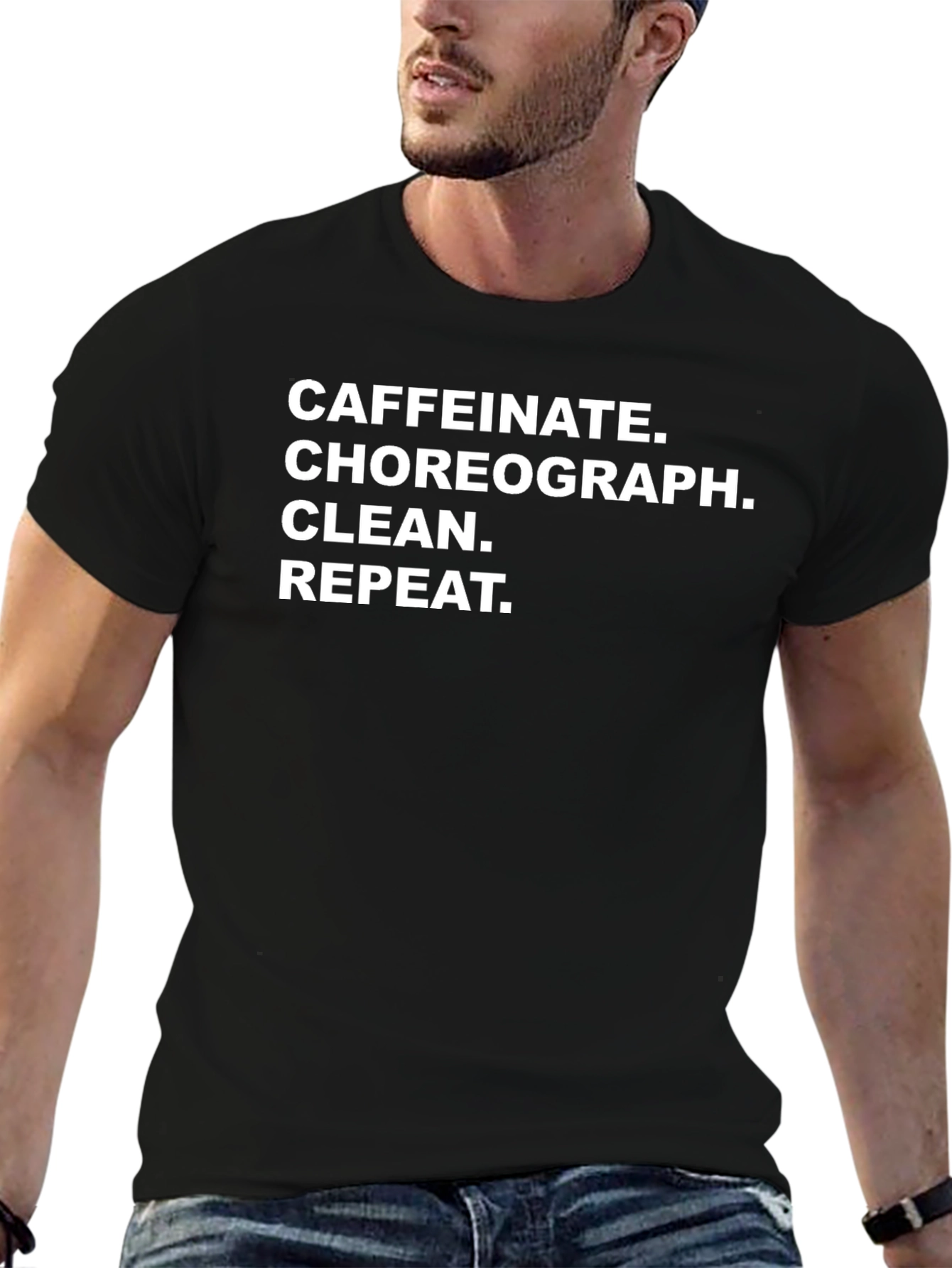 Caffeinate Choreograph Clean Repeat Black T-Shirt