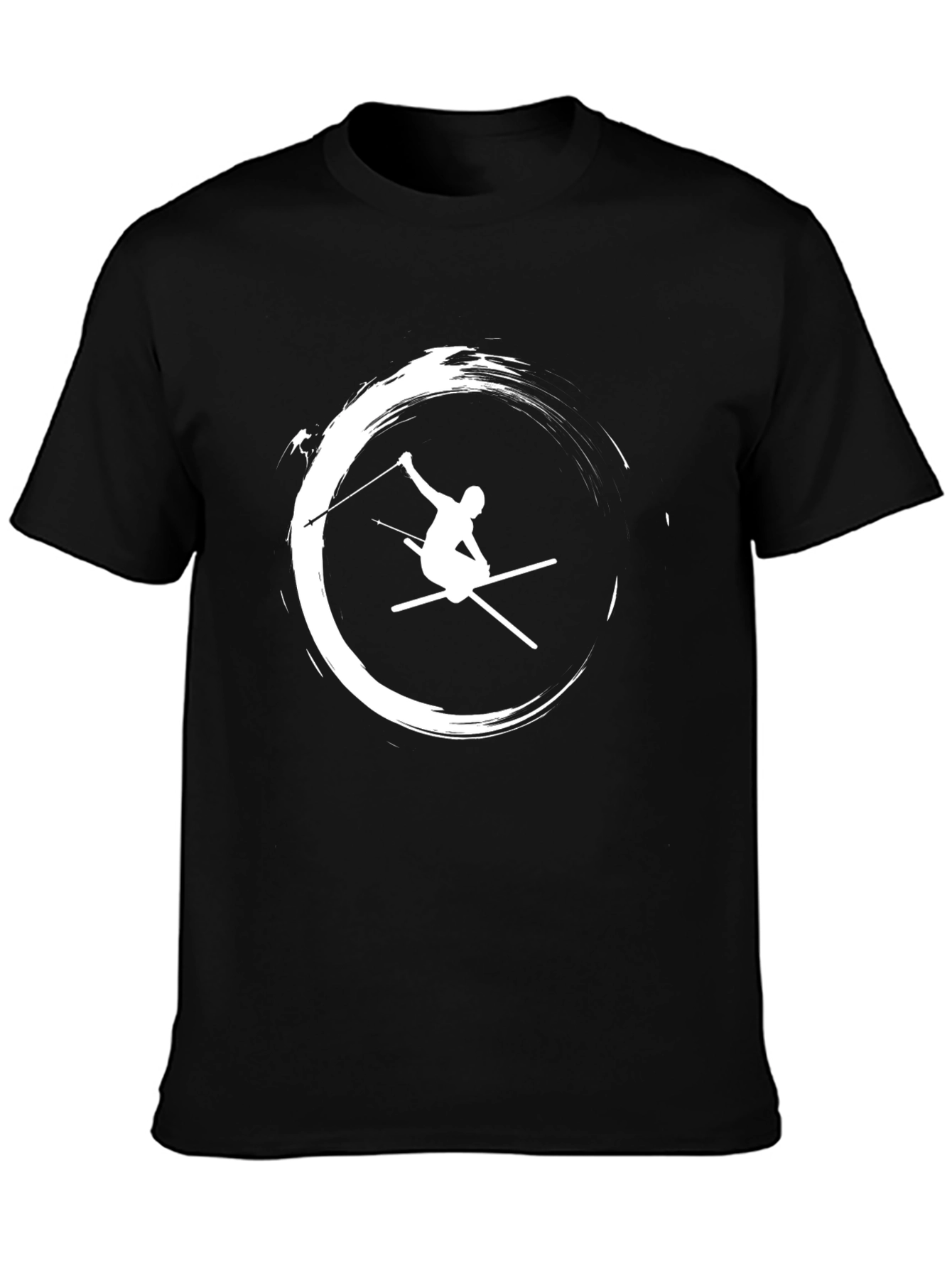 Stylish Skier Graphic T-Shirt - Black