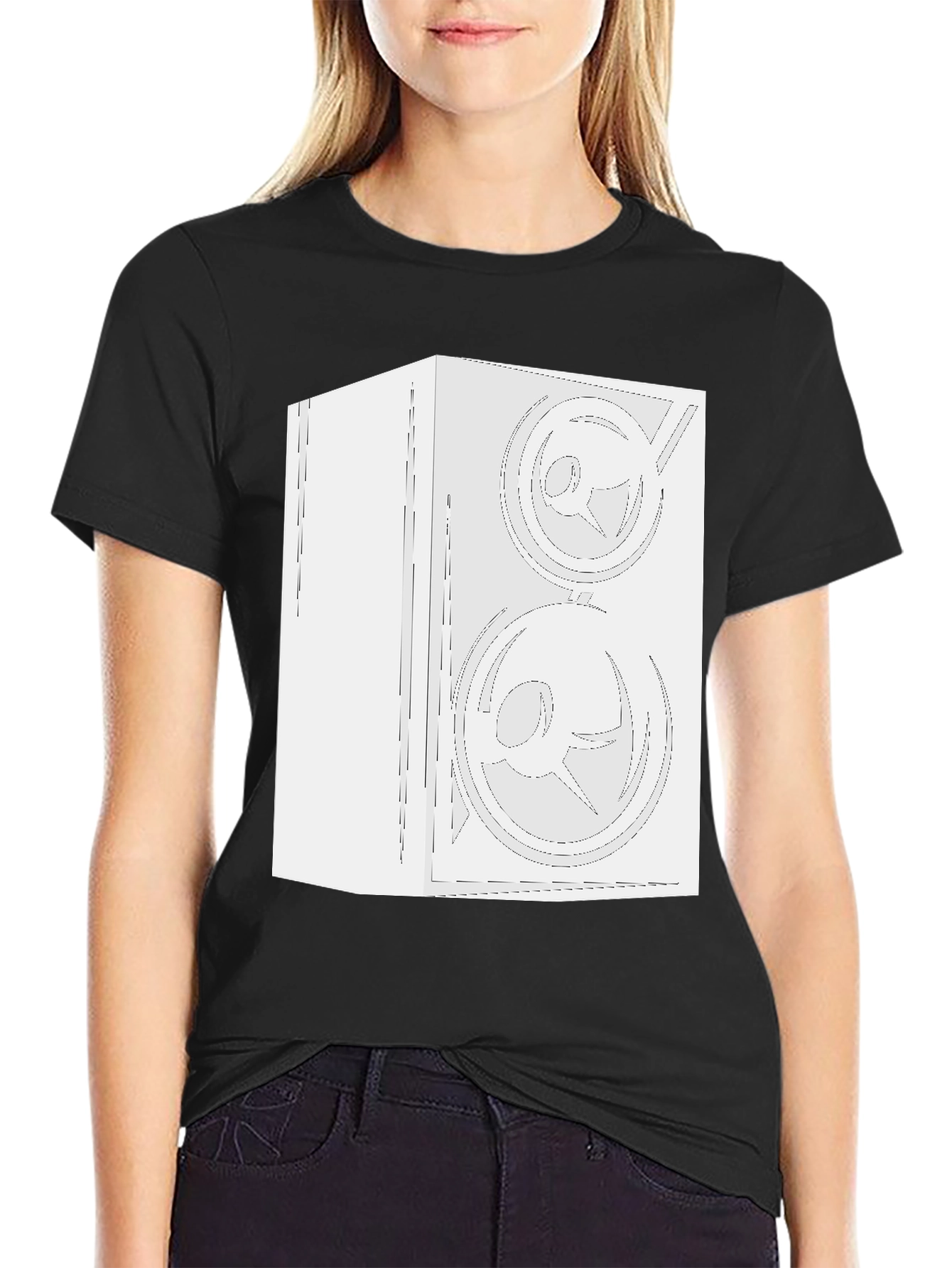 Speaker Graphic Tee - Black Cotton Comfort