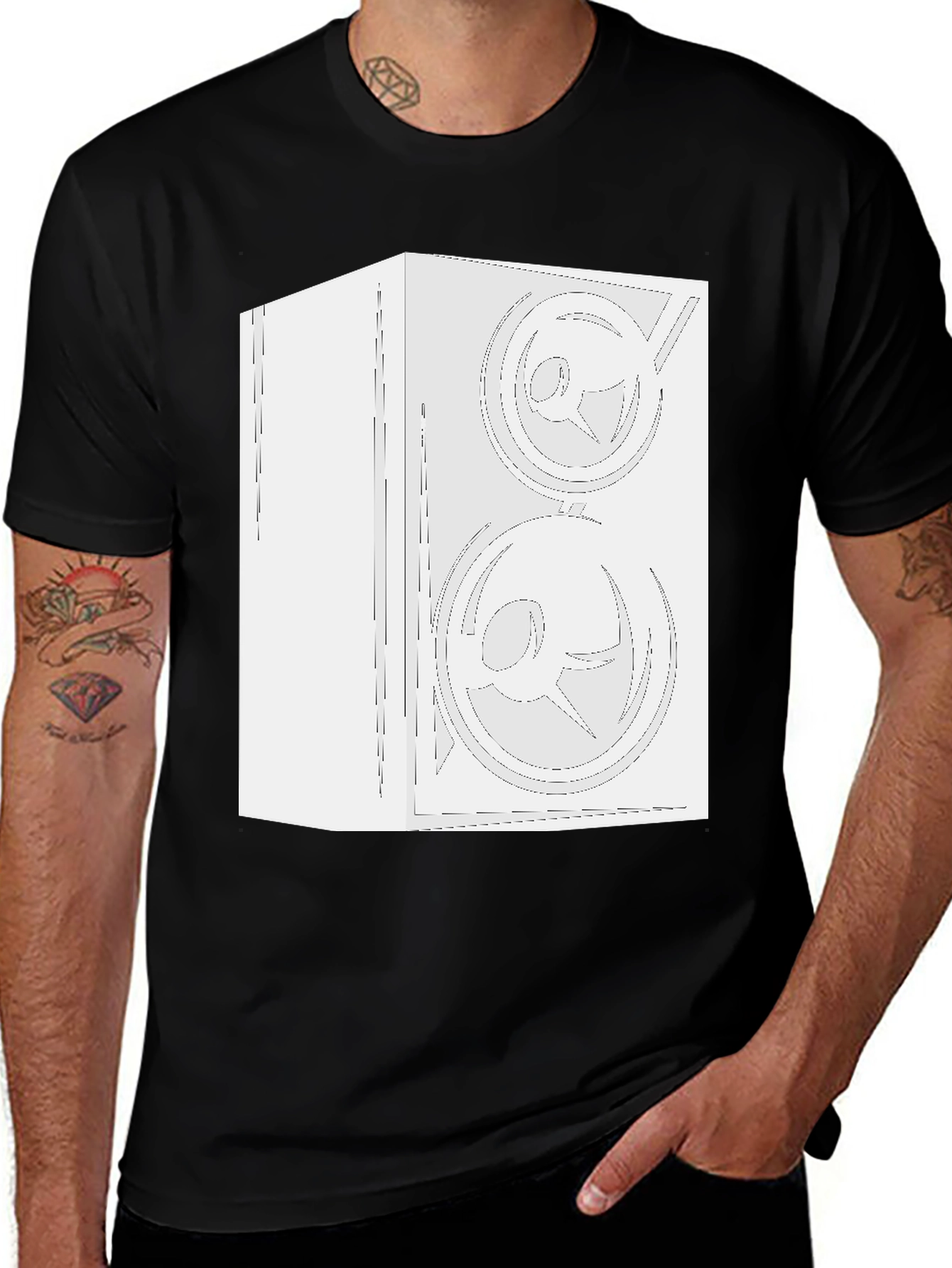 Speaker Graphic Tee - Black Cotton Comfort