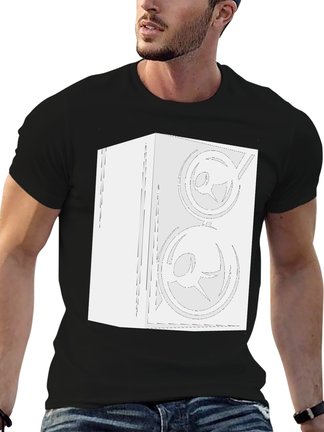 Speaker Graphic Tee - Black Cotton Comfort