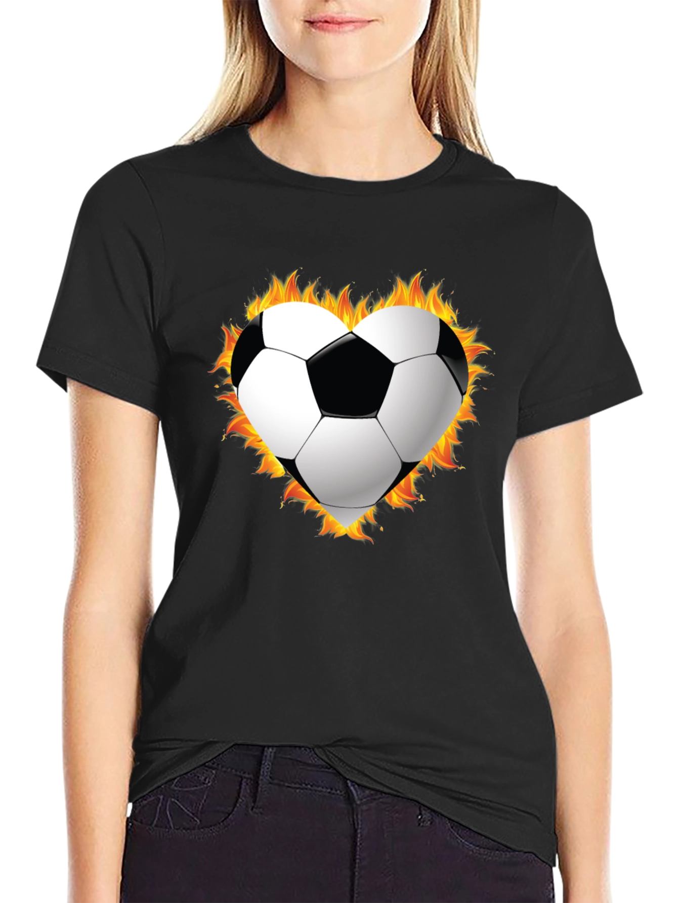 Fiery Soccer Heart T-Shirt