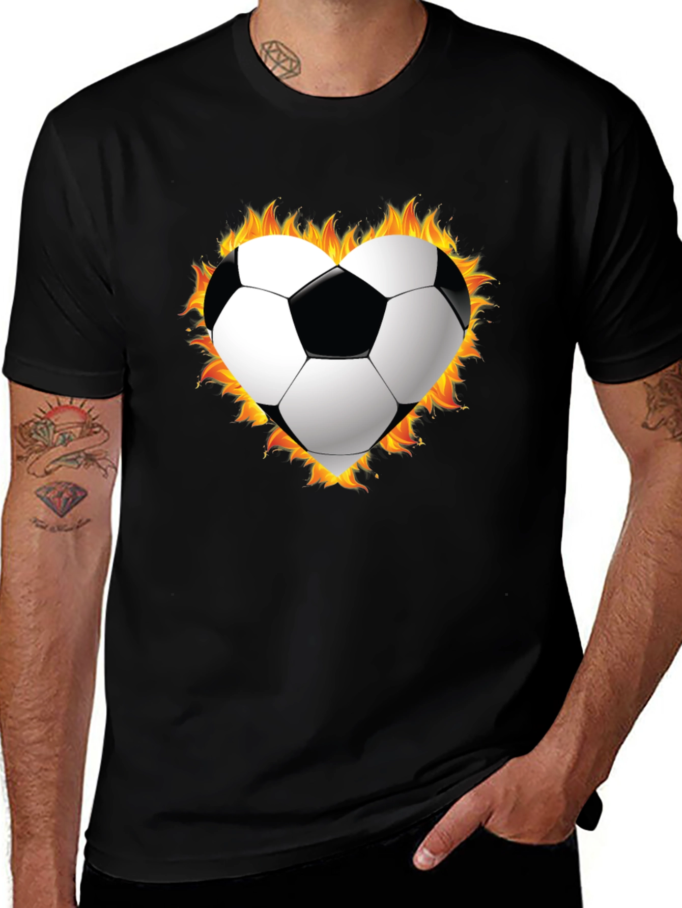 Fiery Soccer Heart T-Shirt