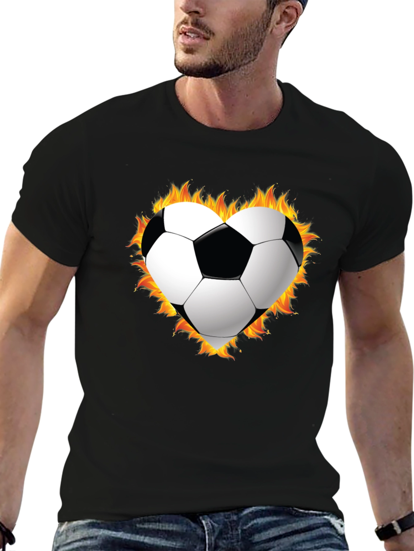 Fiery Soccer Heart T-Shirt