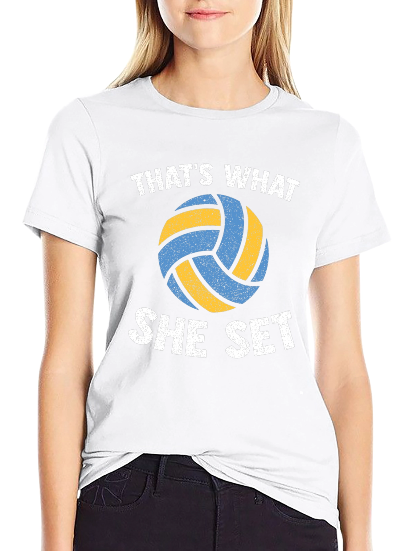 Volleyball Thats What She Set Black T-Shirt