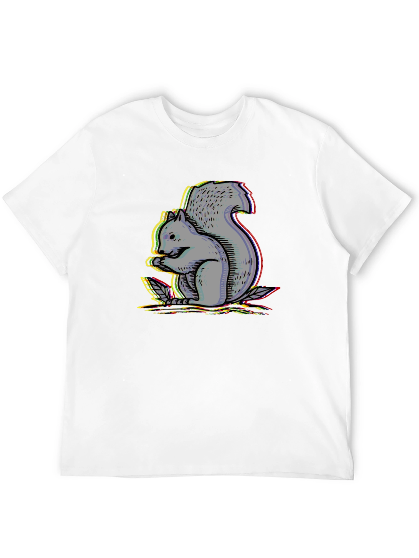 Mens Black T-Shirt with Squirrel Graphic Design