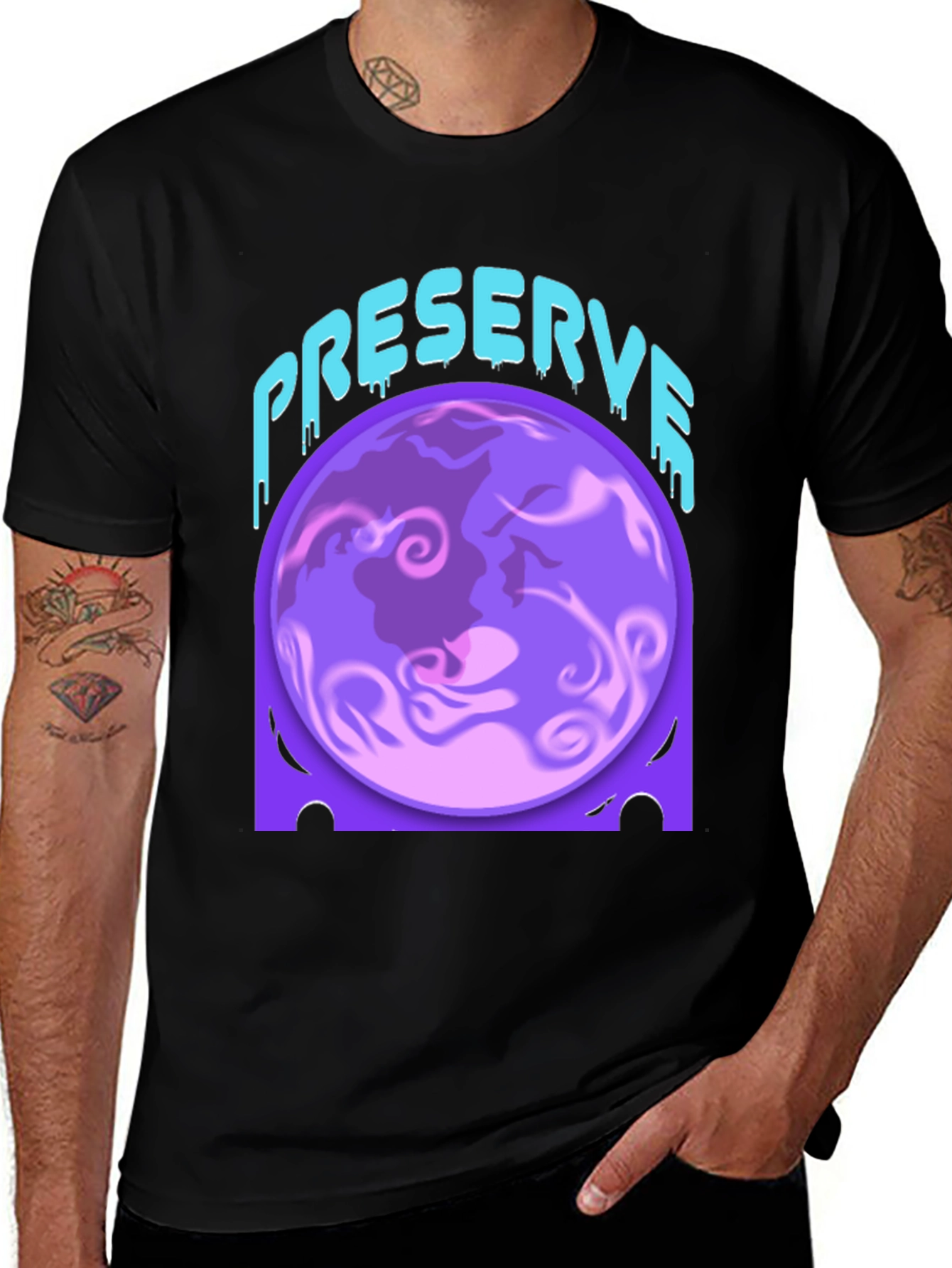 Preserve Planet Graphic Tee - Black Cotton Blend