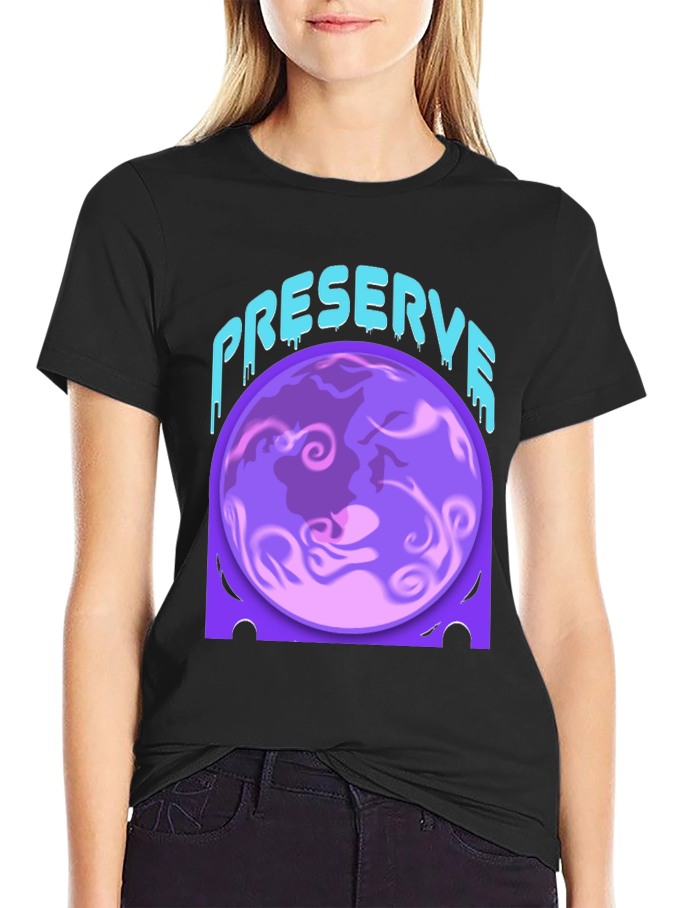 Preserve Planet Graphic Tee - Black Cotton Blend