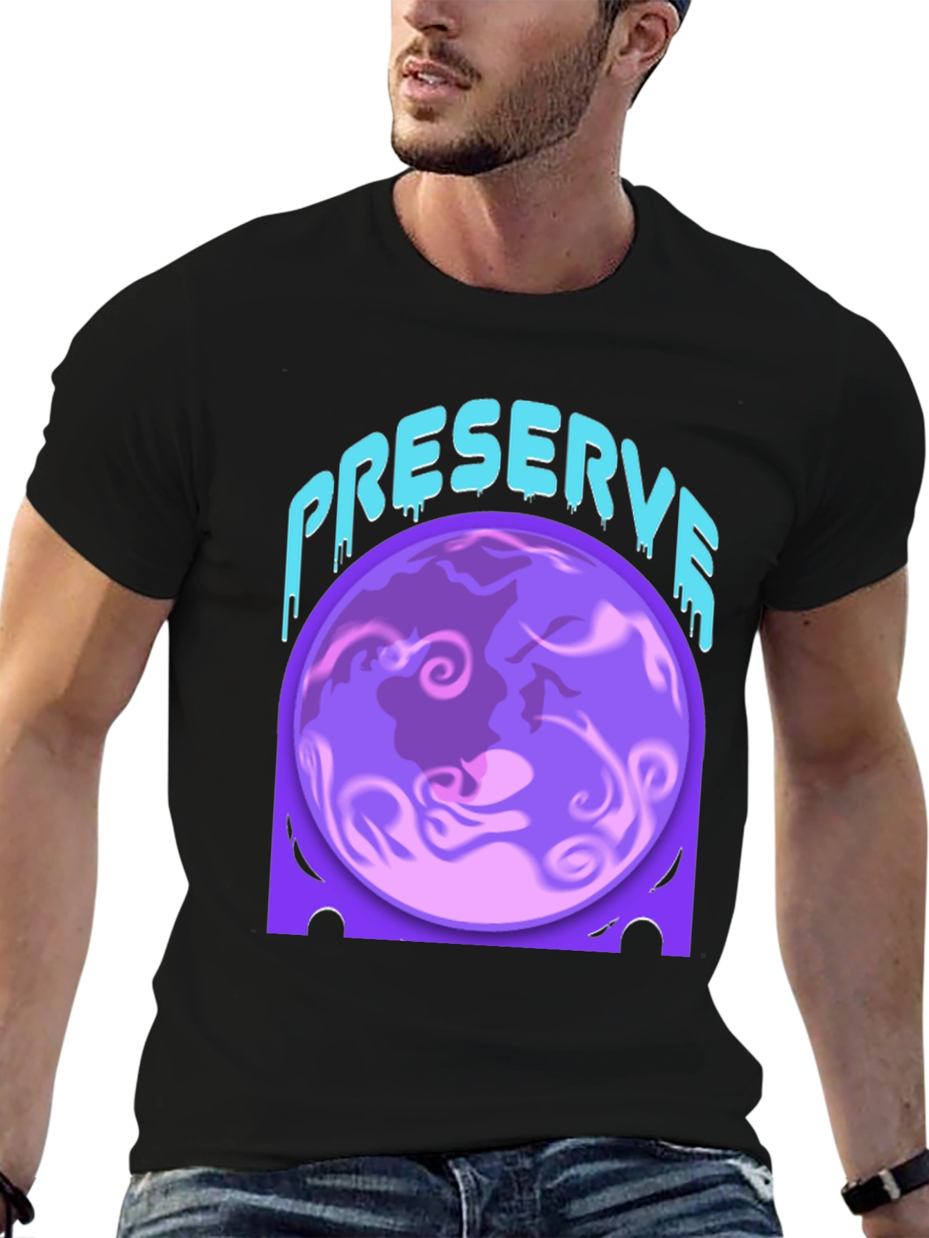 Preserve Planet Graphic Tee - Black Cotton Blend