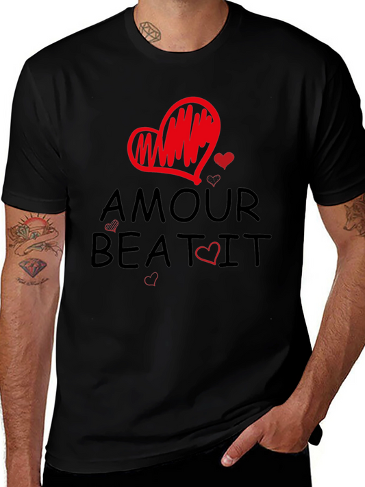 Amour Beat It Heart Graphic Tee - Trendy Casual T-Shirt