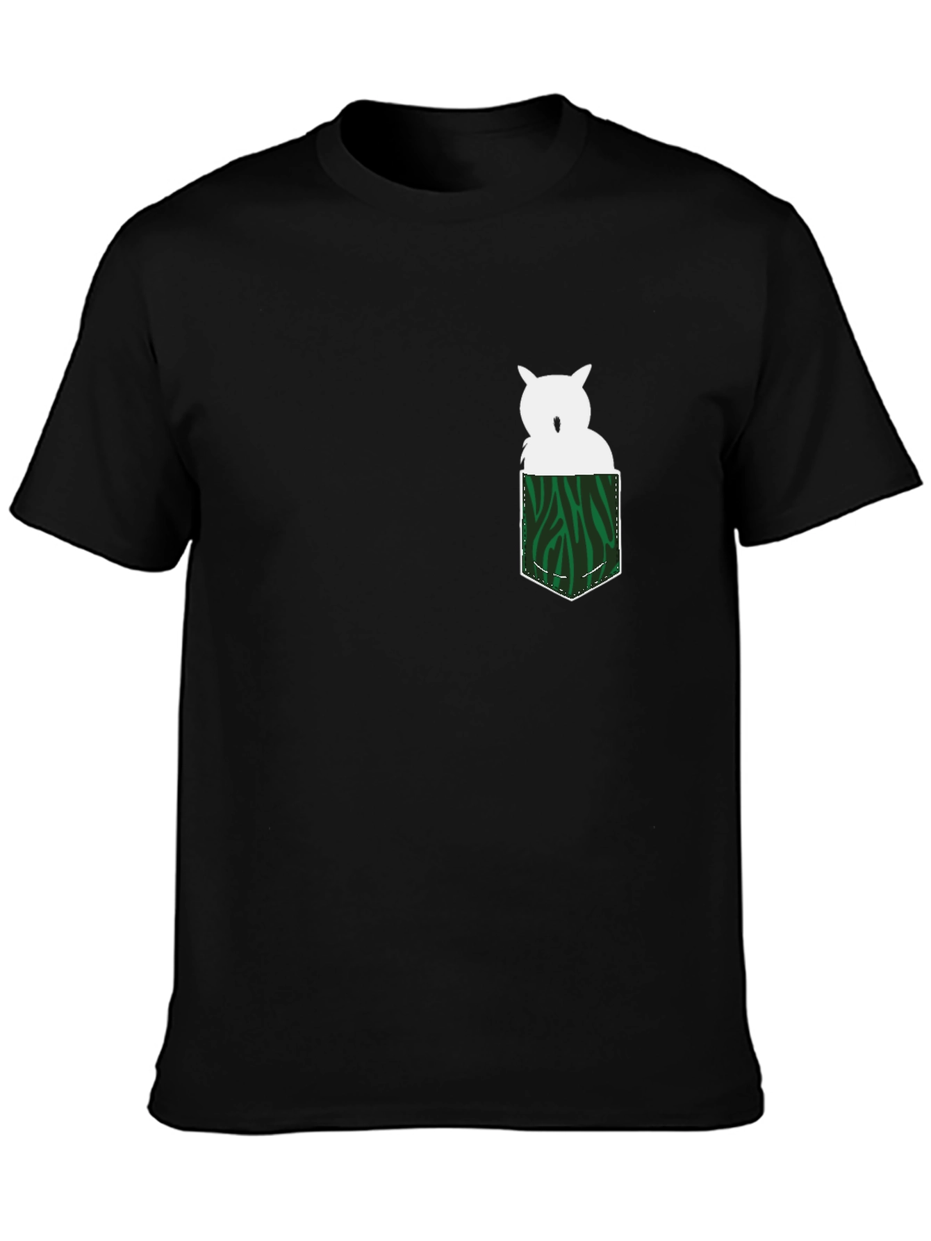 Owl in Pocket Graphic Tee - Mens Black T-Shirt