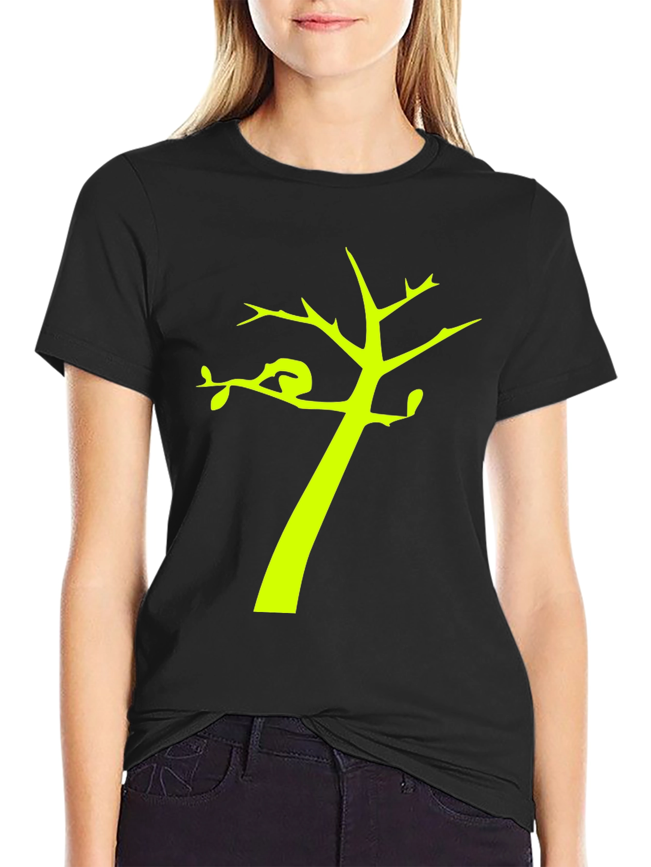 Black T-Shirt with Tree Graphic
