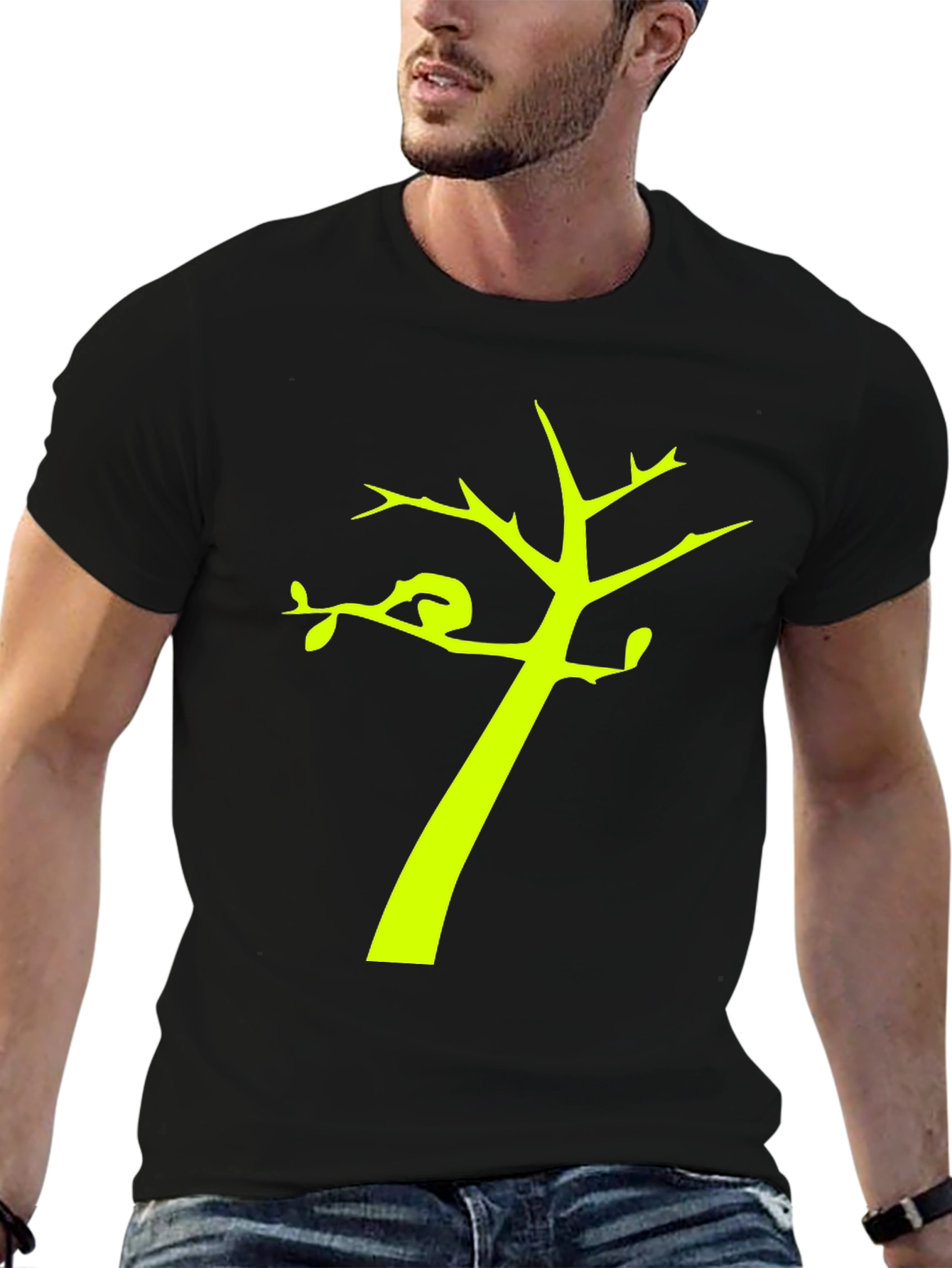 Black T-Shirt with Tree Graphic