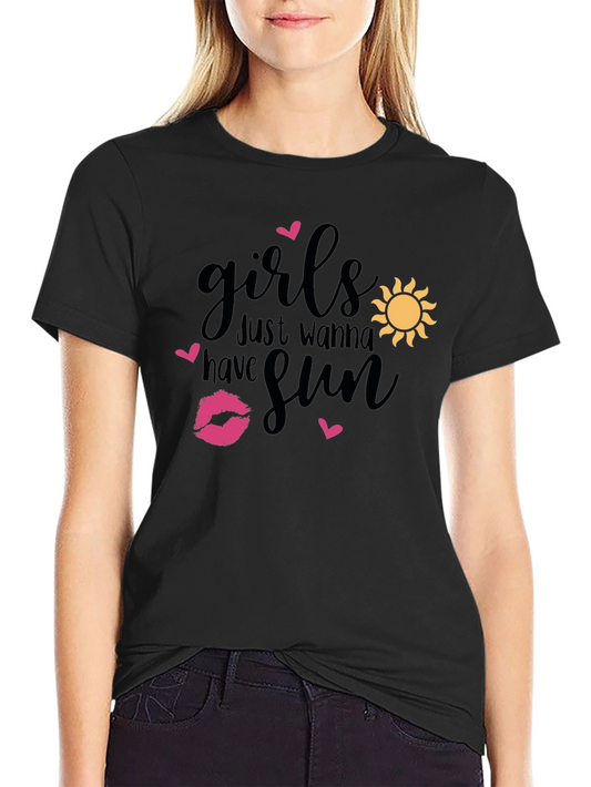 Girls Just Wanna Have Sun Graphic Tee - Trendy Womens T-Shirt