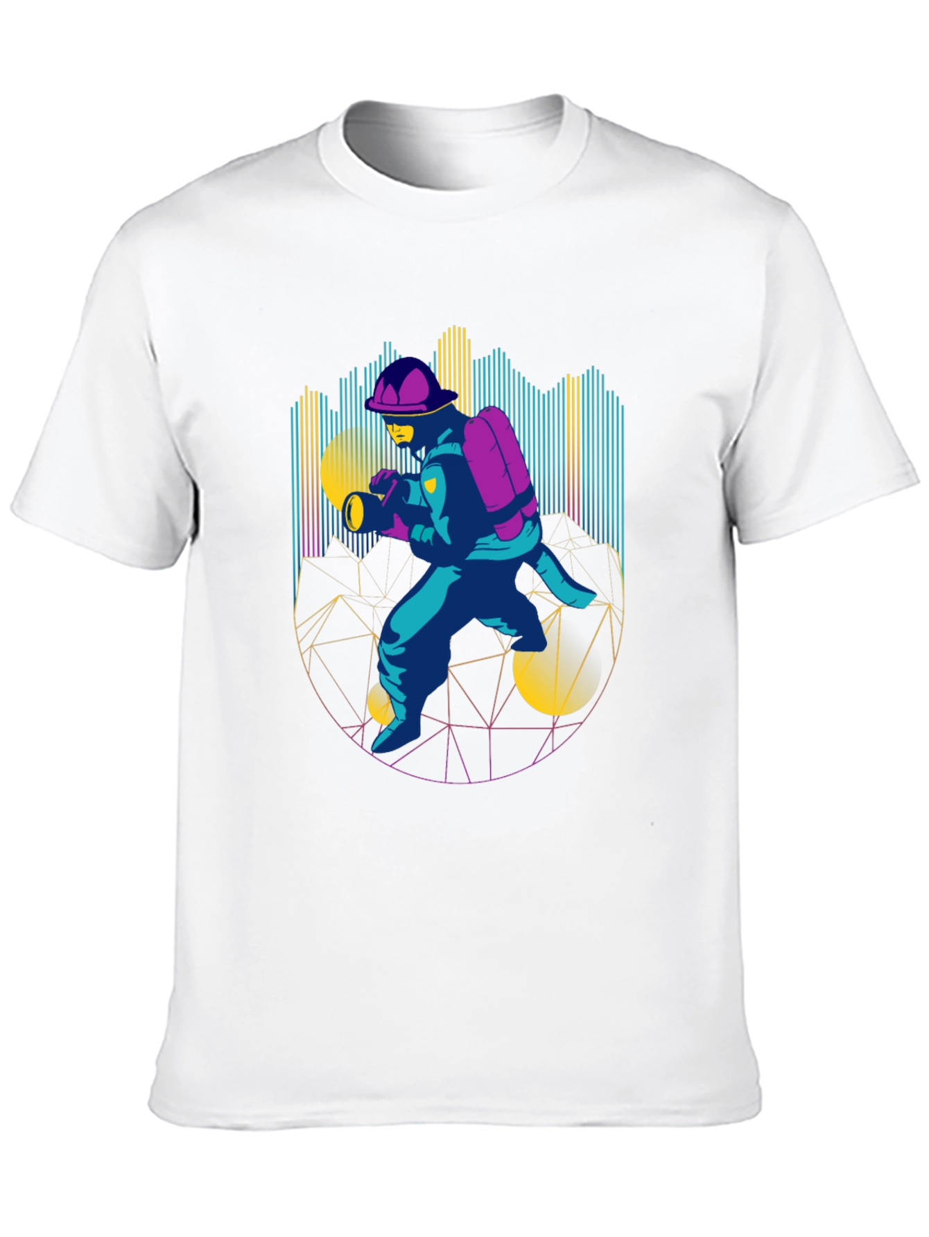 Retro Firefighter Graphic Tee - Black T-Shirt