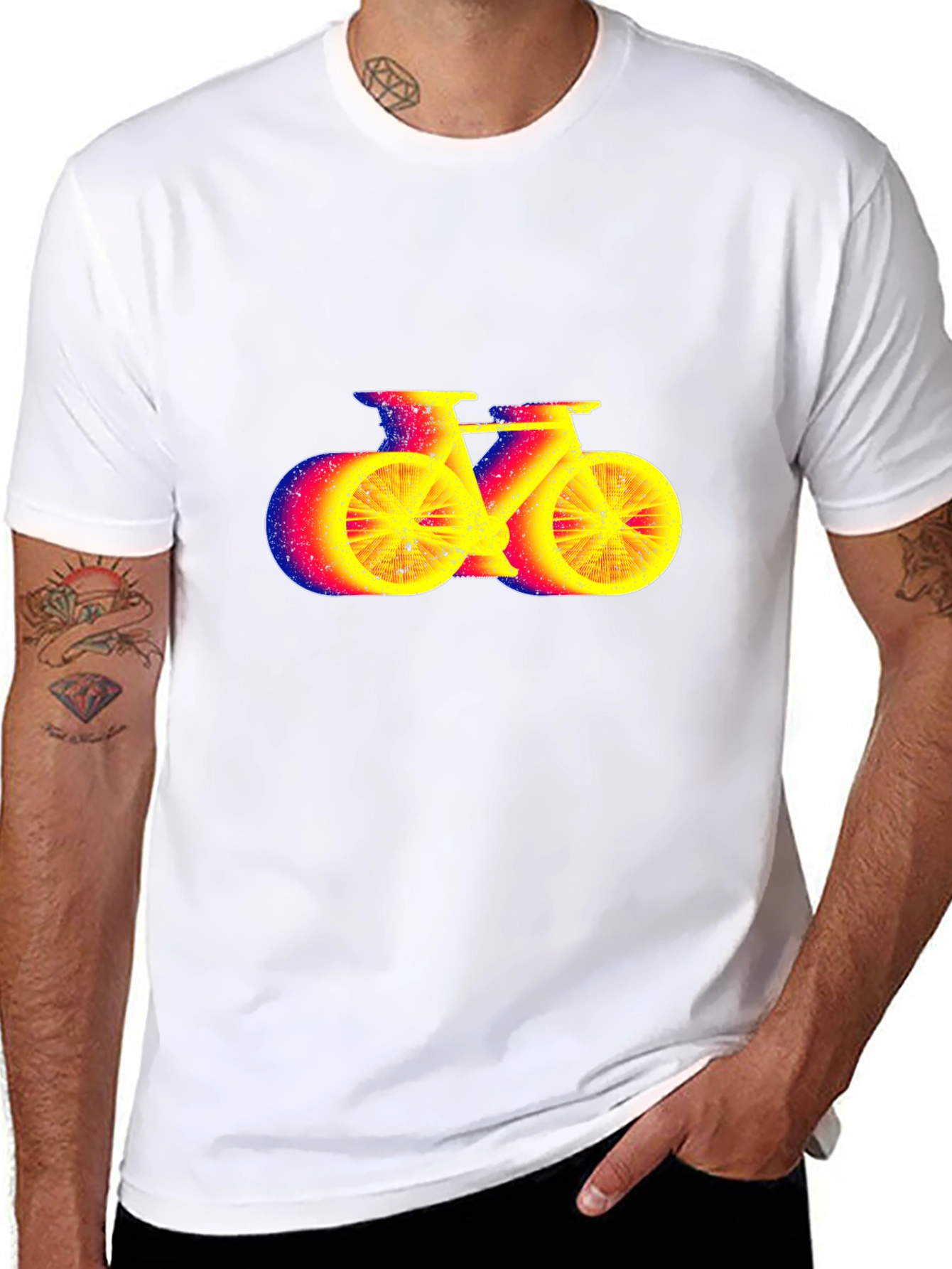 Cool Graphic Bike Print Black T-Shirt