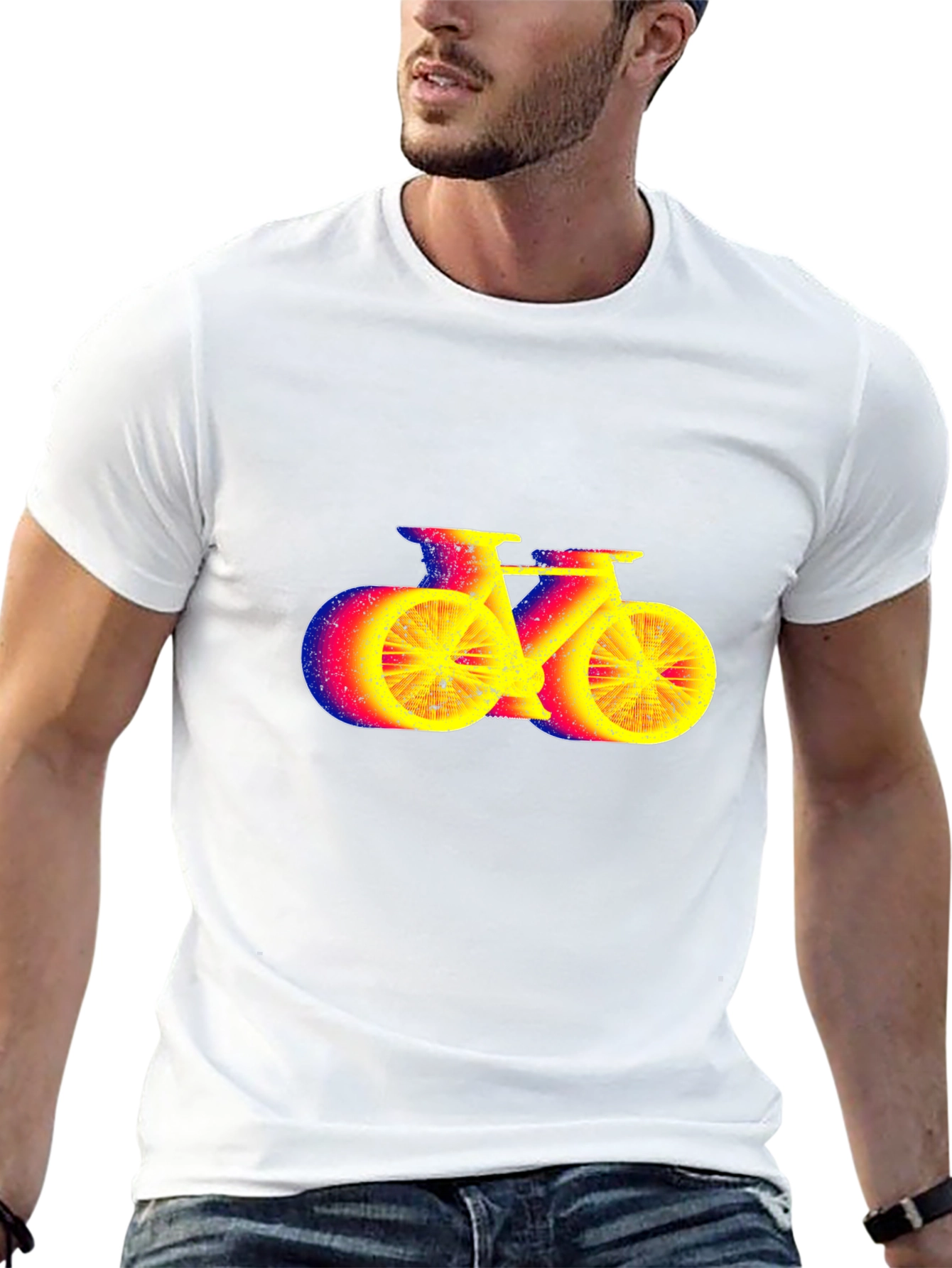 Cool Graphic Bike Print Black T-Shirt