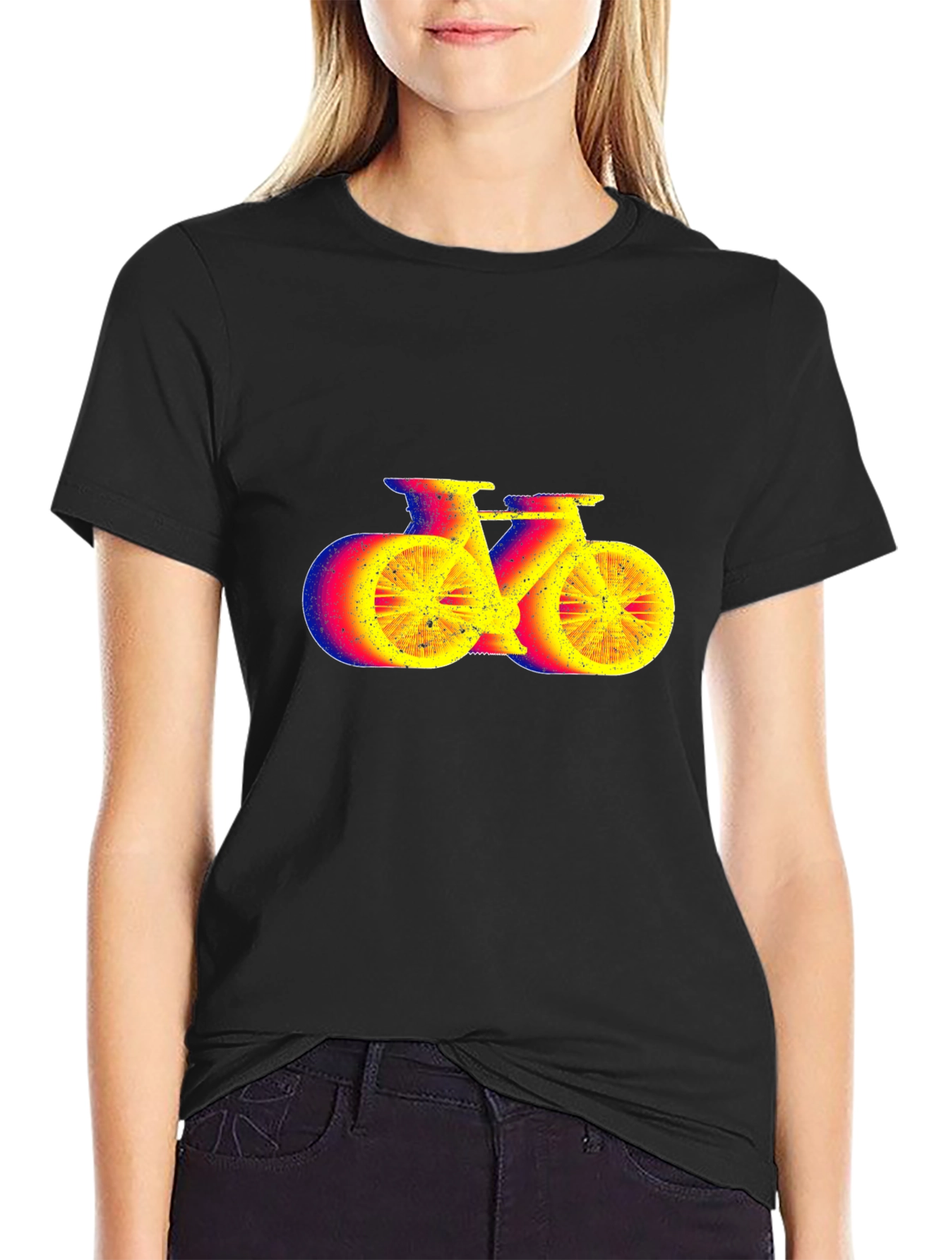 Cool Graphic Bike Print Black T-Shirt