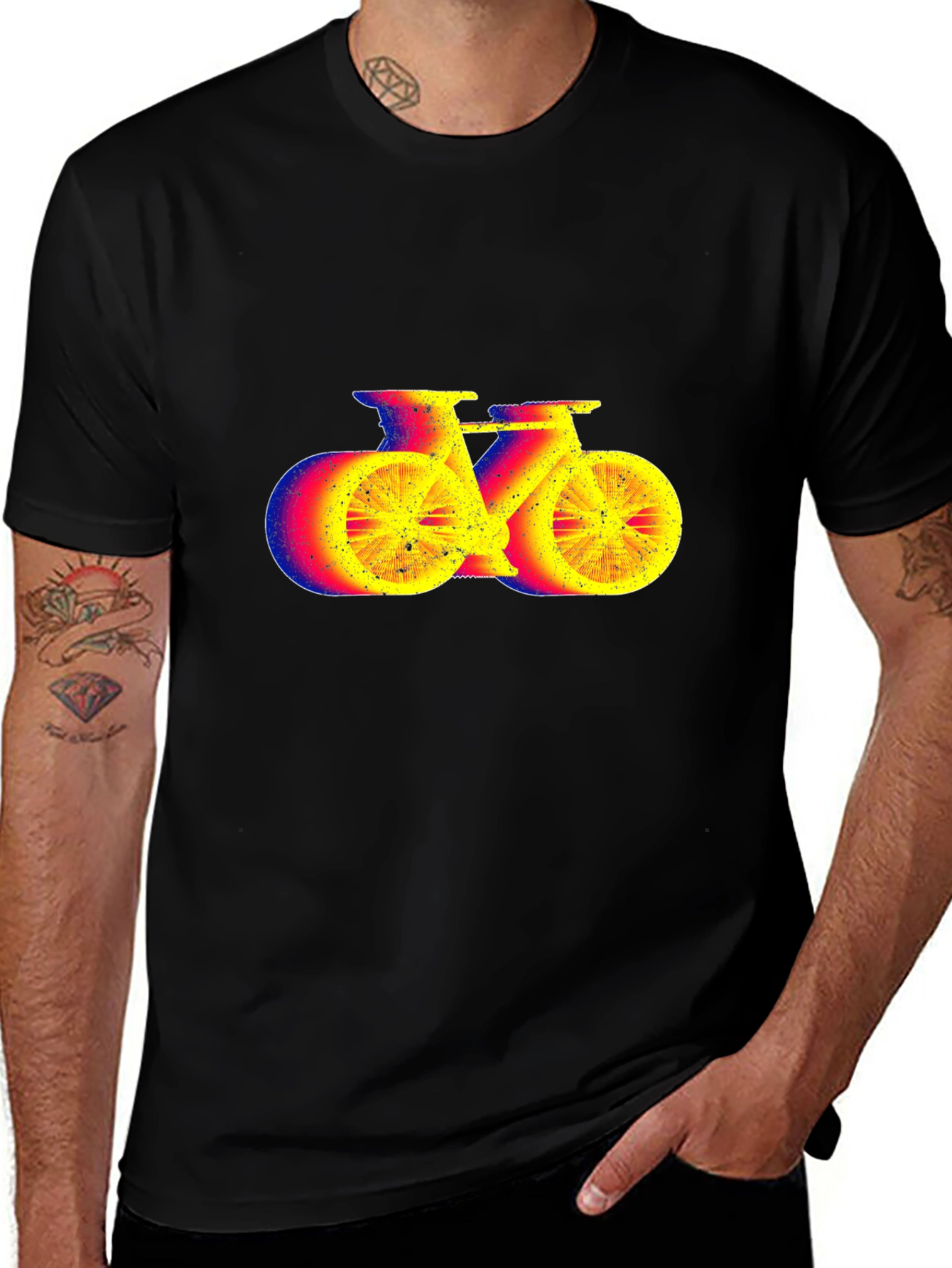 Cool Graphic Bike Print Black T-Shirt