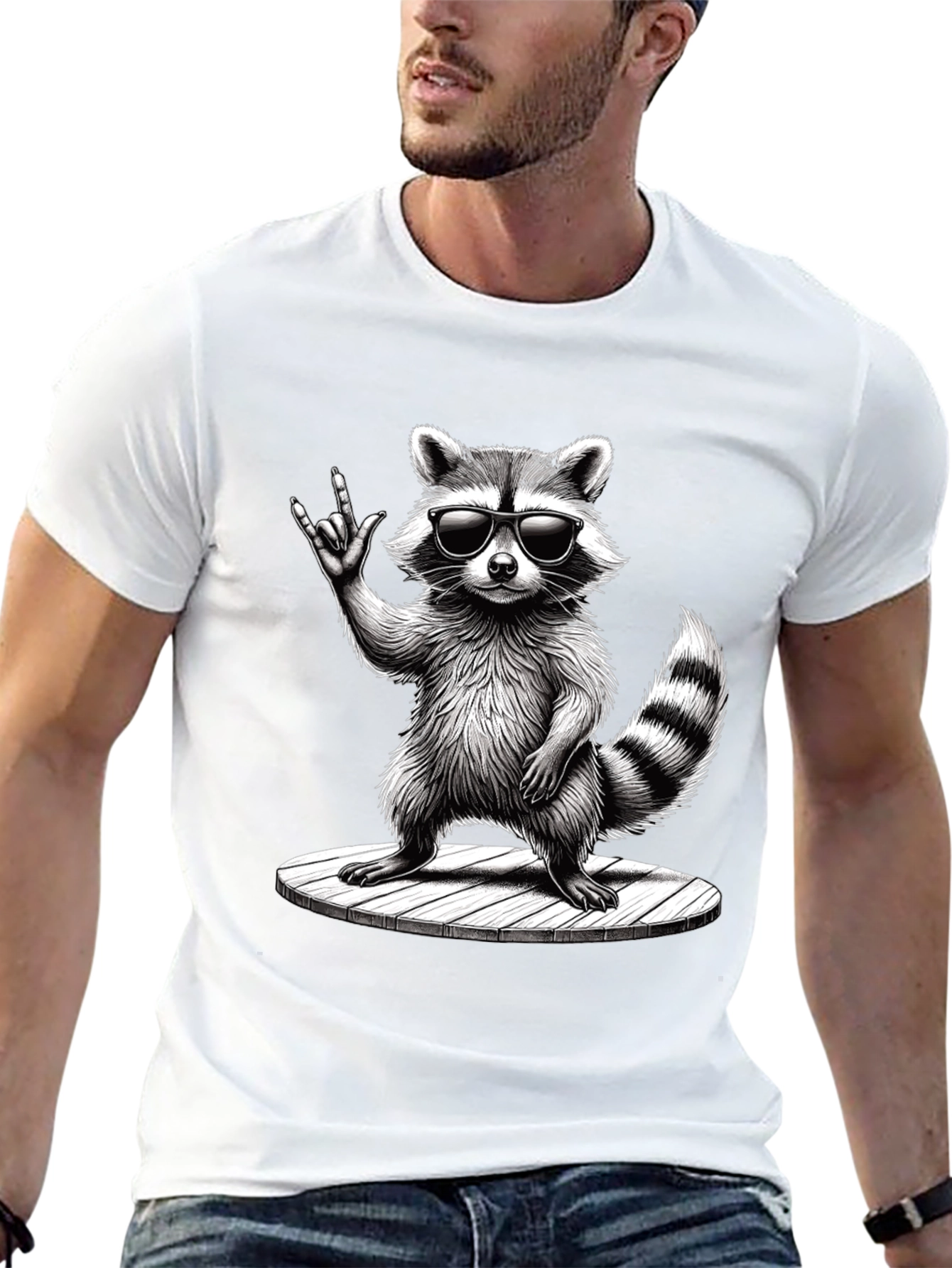 Cool Raccoon Graphic Tee - Rock On!