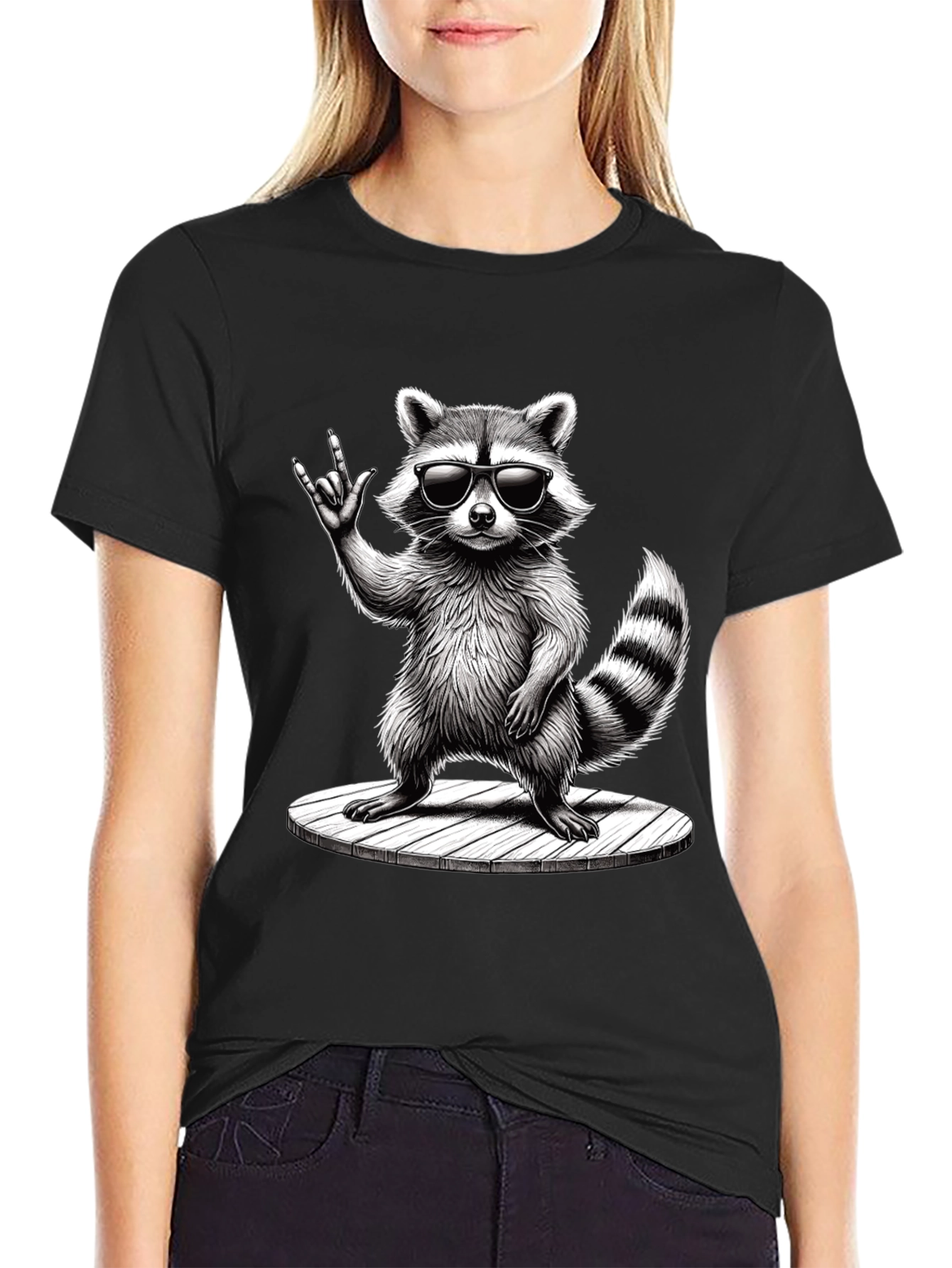 Cool Raccoon Graphic Tee - Rock On!