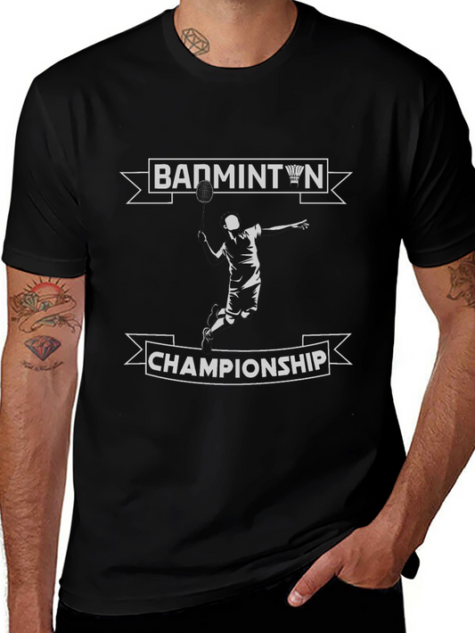 Badminton Championship Black T-Shirt for Sports Lovers