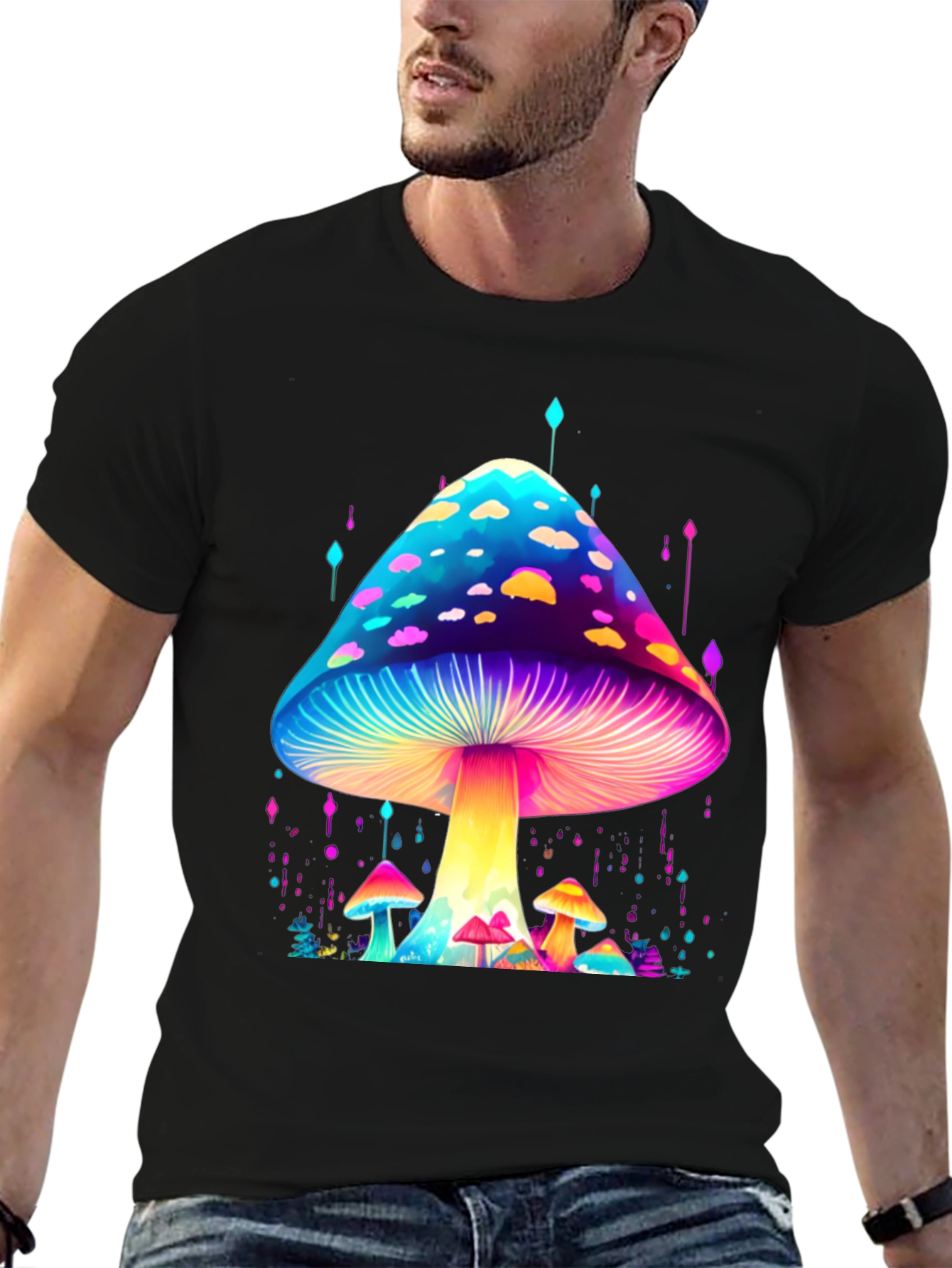 Psychedelic Mushroom Black T-Shirt