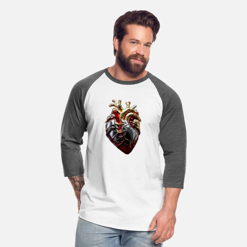 Human heart in flames cast in gold silver Bright