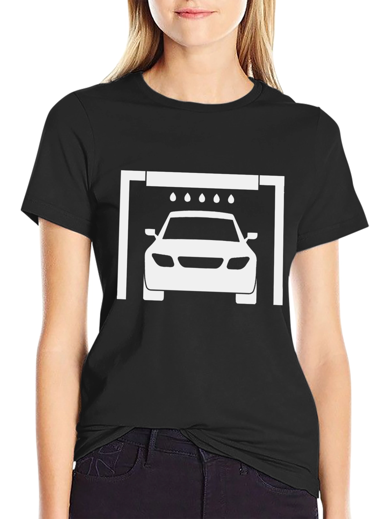 Car Wash Graphic Tee - Black Cotton T-Shirt