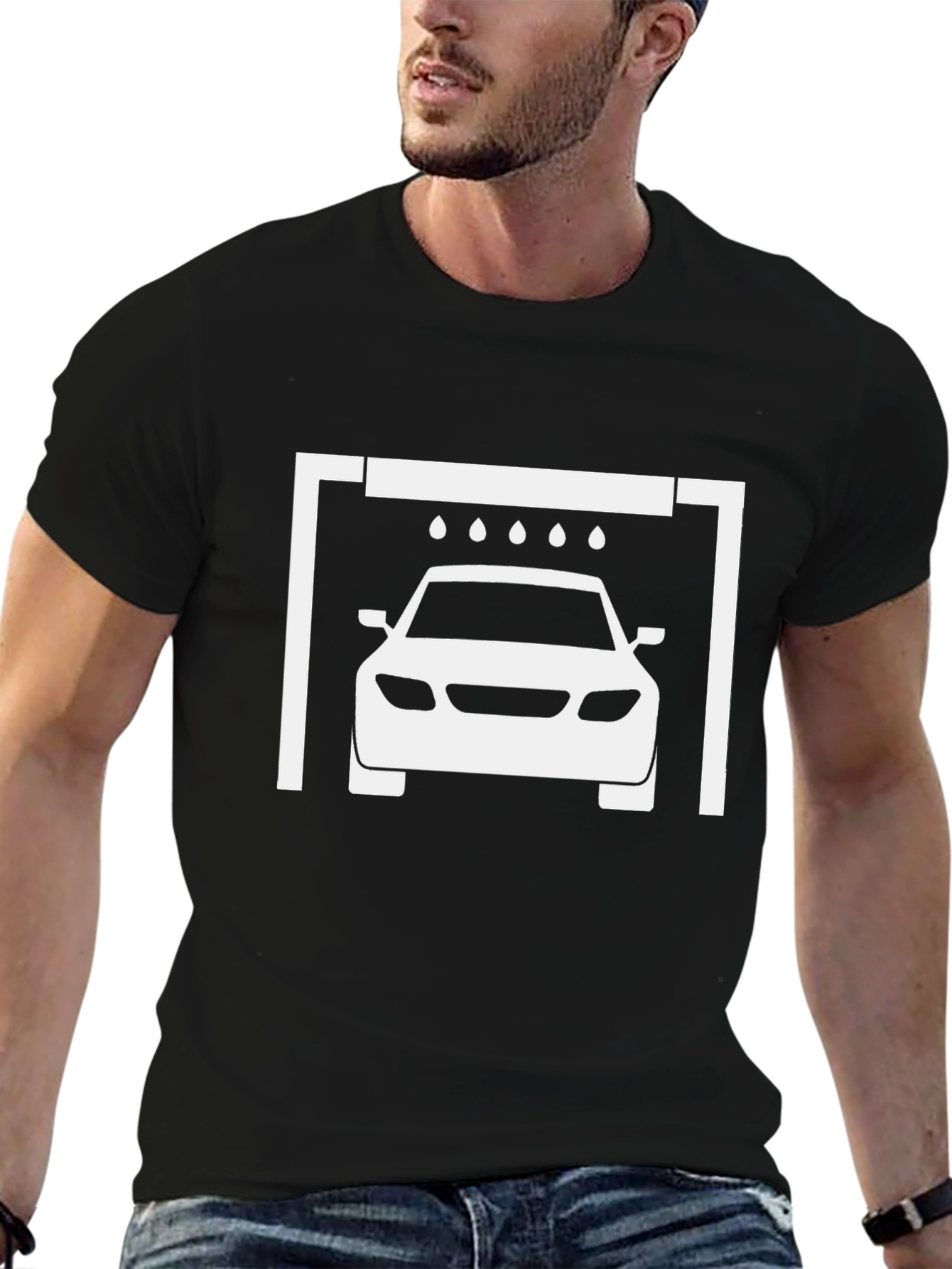 Car Wash Graphic Tee - Black Cotton T-Shirt