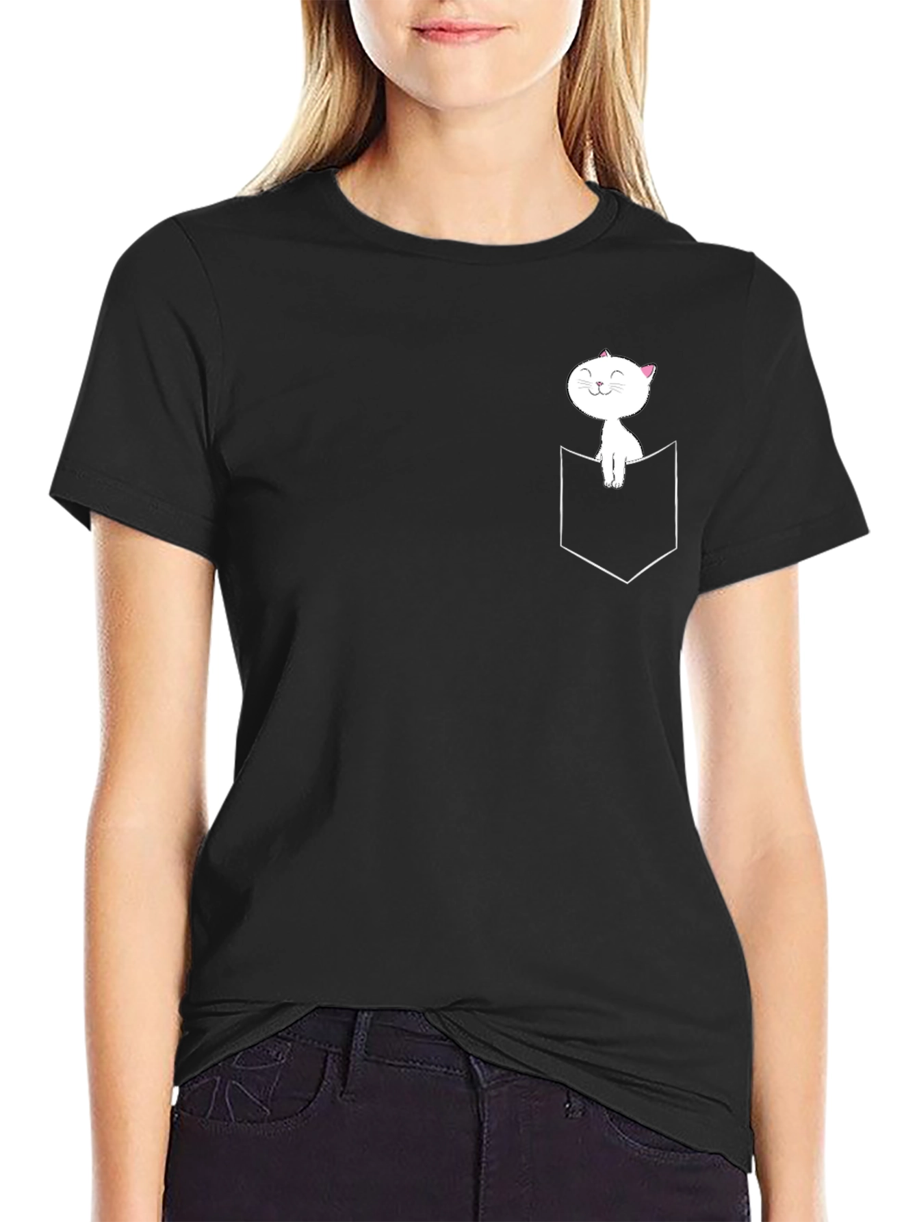 Cat in Pocket Graphic T-Shirt