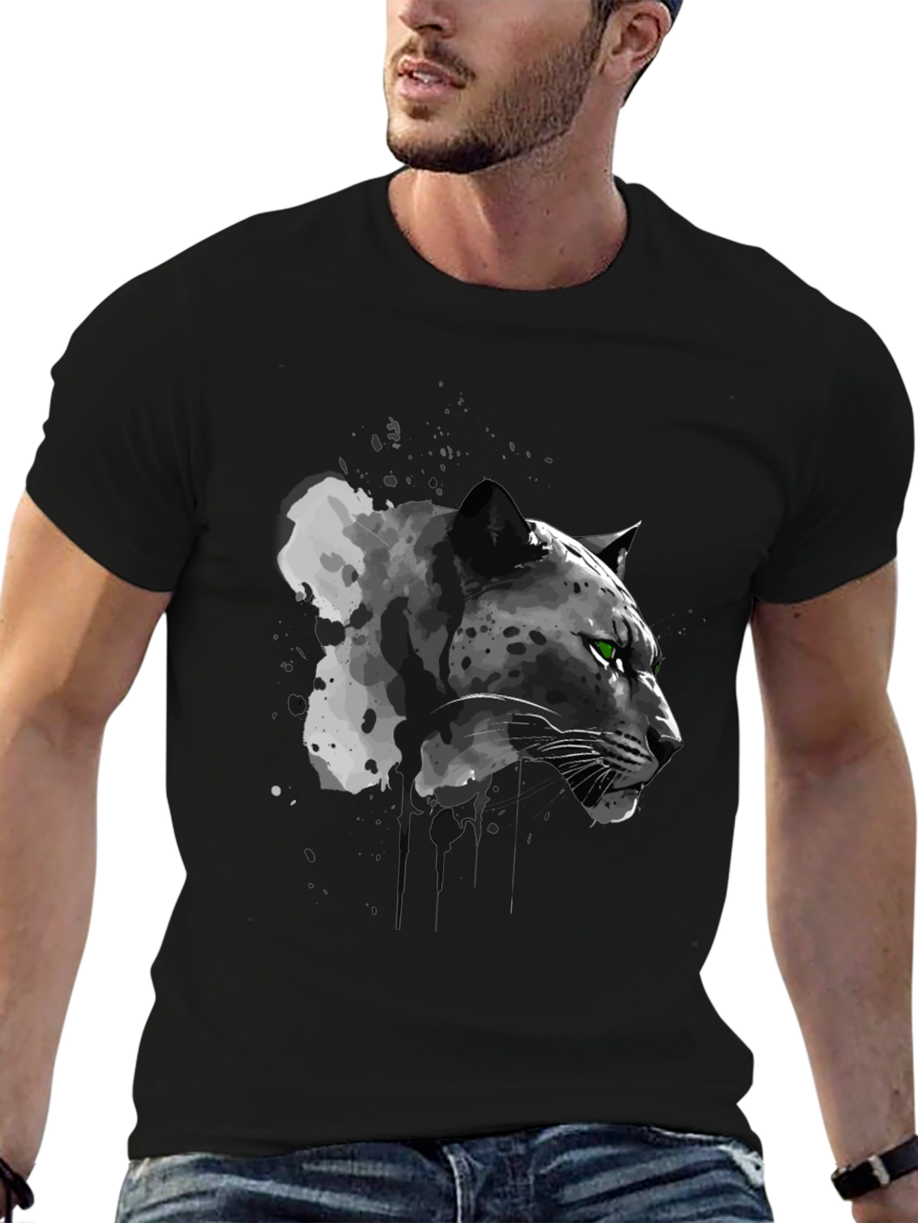 Black Panther Graphic Tee - Cool Animal Print T-Shirt