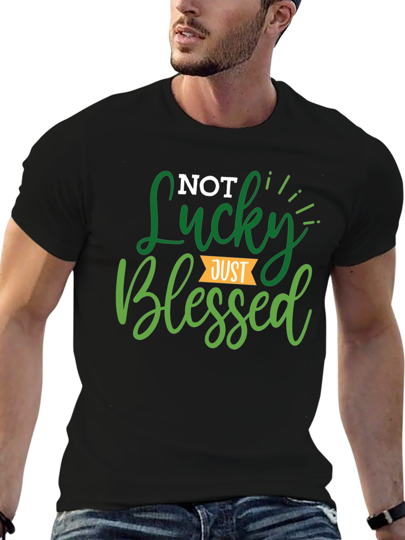 Not Lucky Just Blessed Black Tee