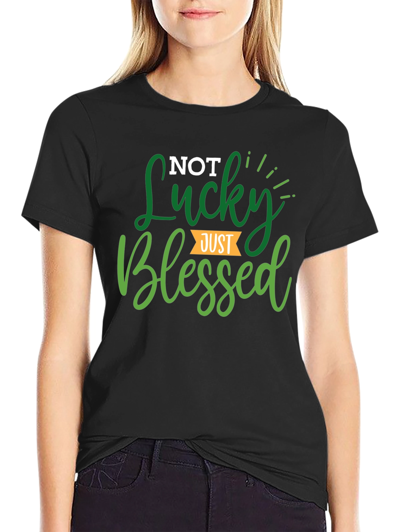 Not Lucky Just Blessed Black Tee