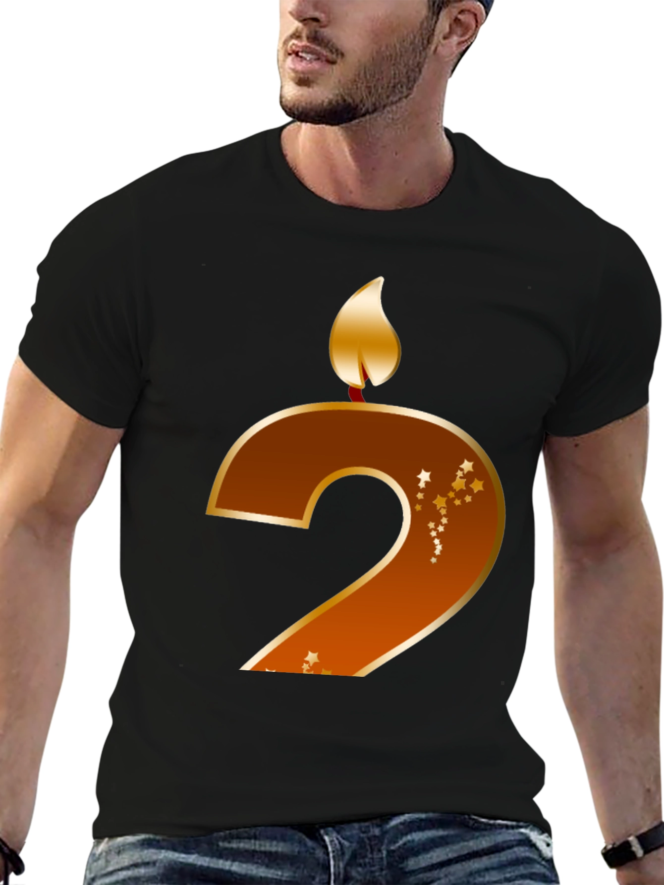 Birthday Number 2 Candle Graphic T-Shirt