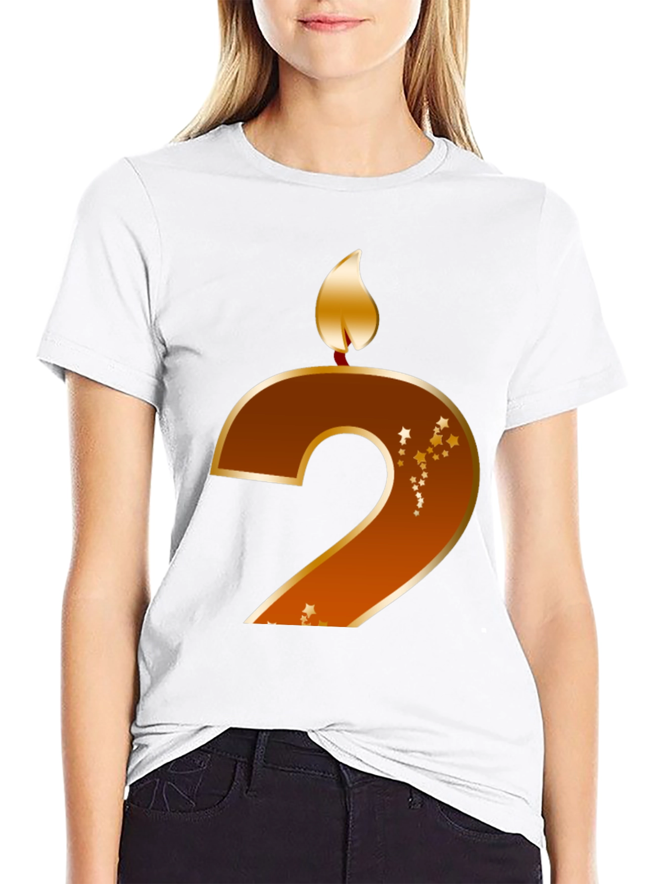 Birthday Number 2 Candle Graphic T-Shirt