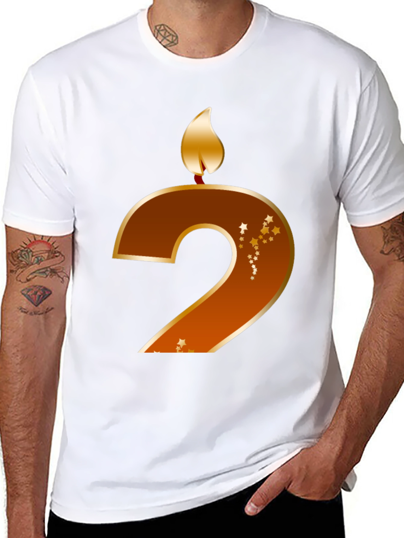 Birthday Number 2 Candle Graphic T-Shirt