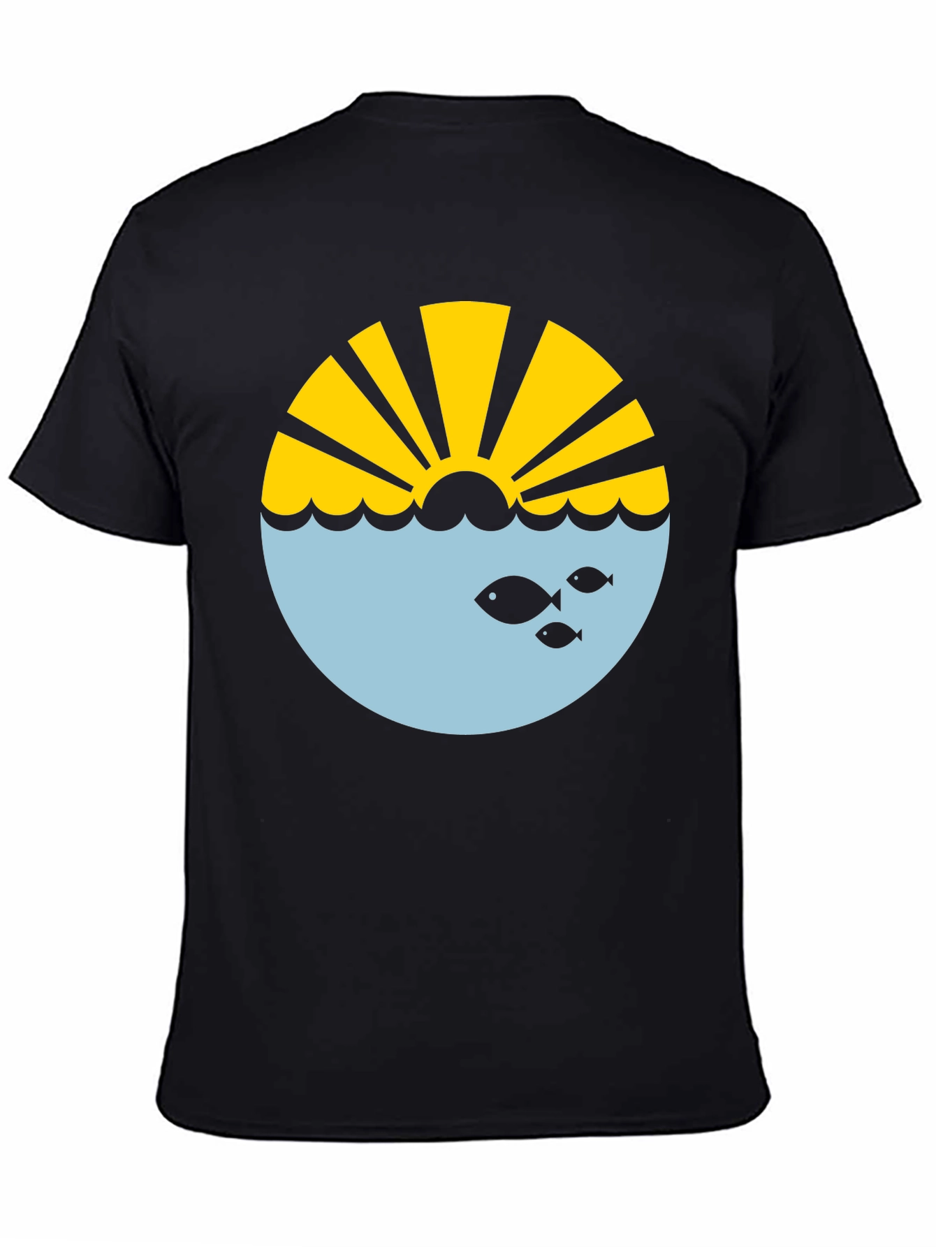 Sunrise Ocean Graphic Tee - Stylish Black T-Shirt