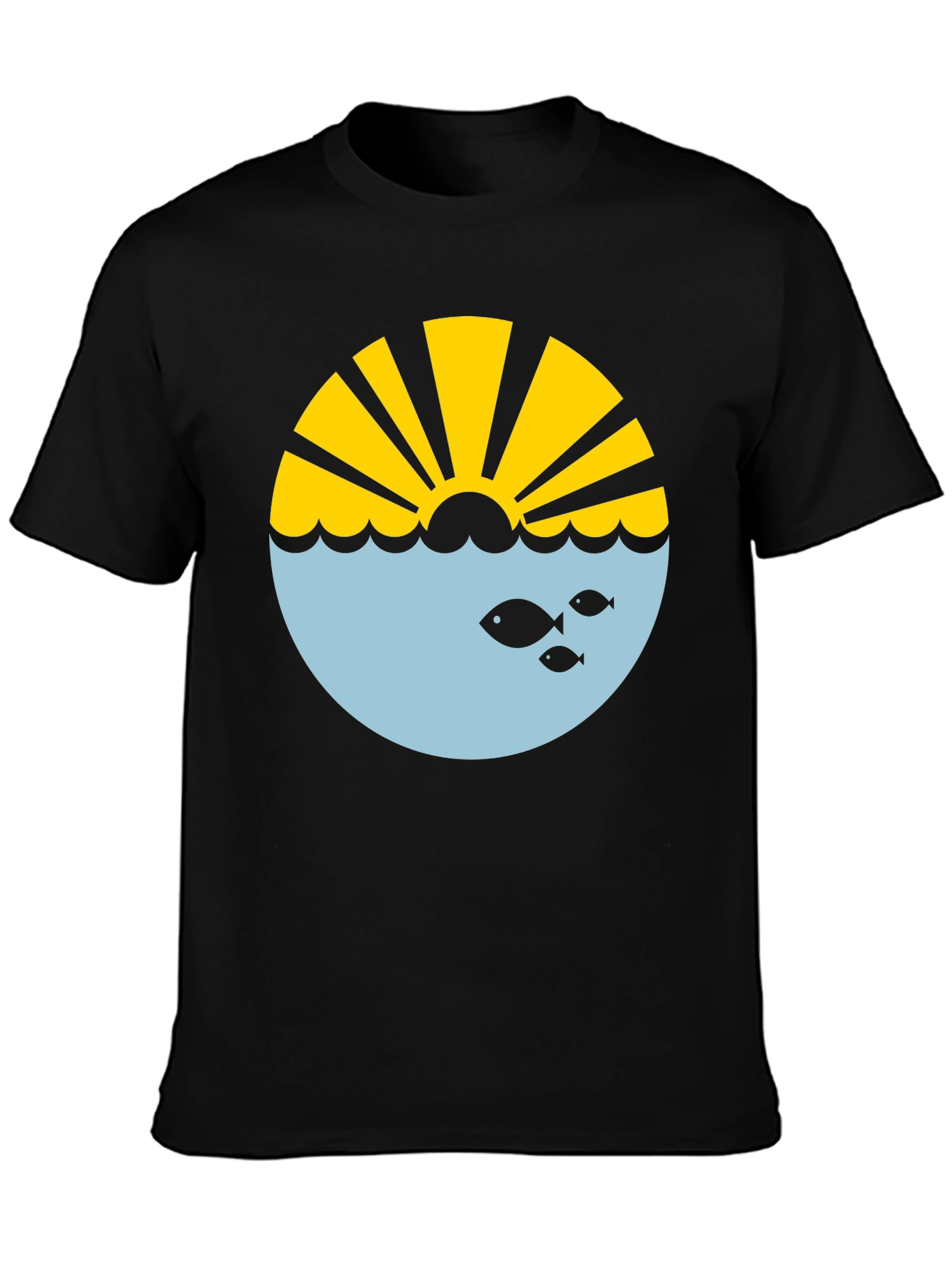 Sunrise Ocean Graphic Tee - Stylish Black T-Shirt