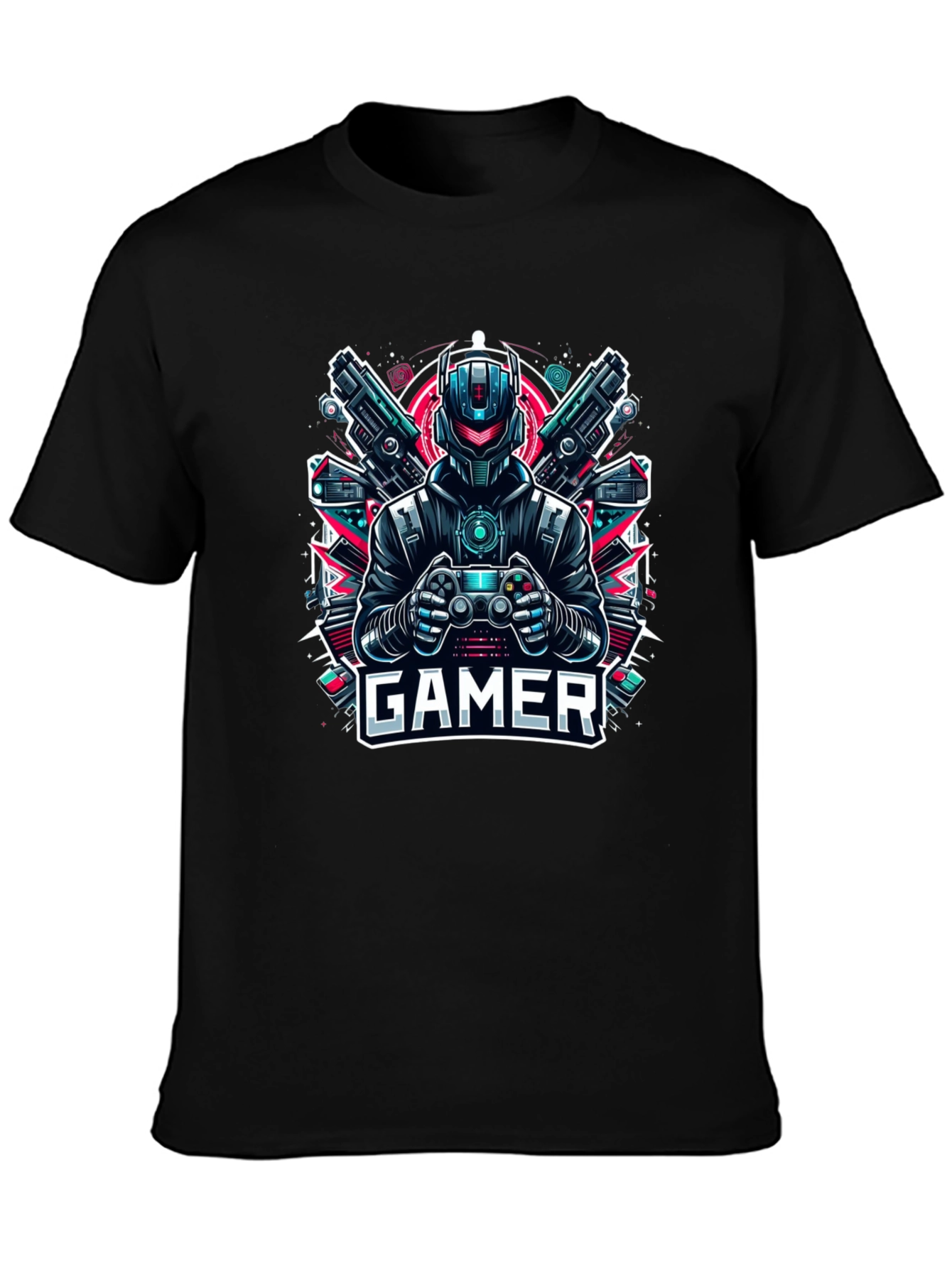 Gamer T-Shirt - Robot & Guns Design