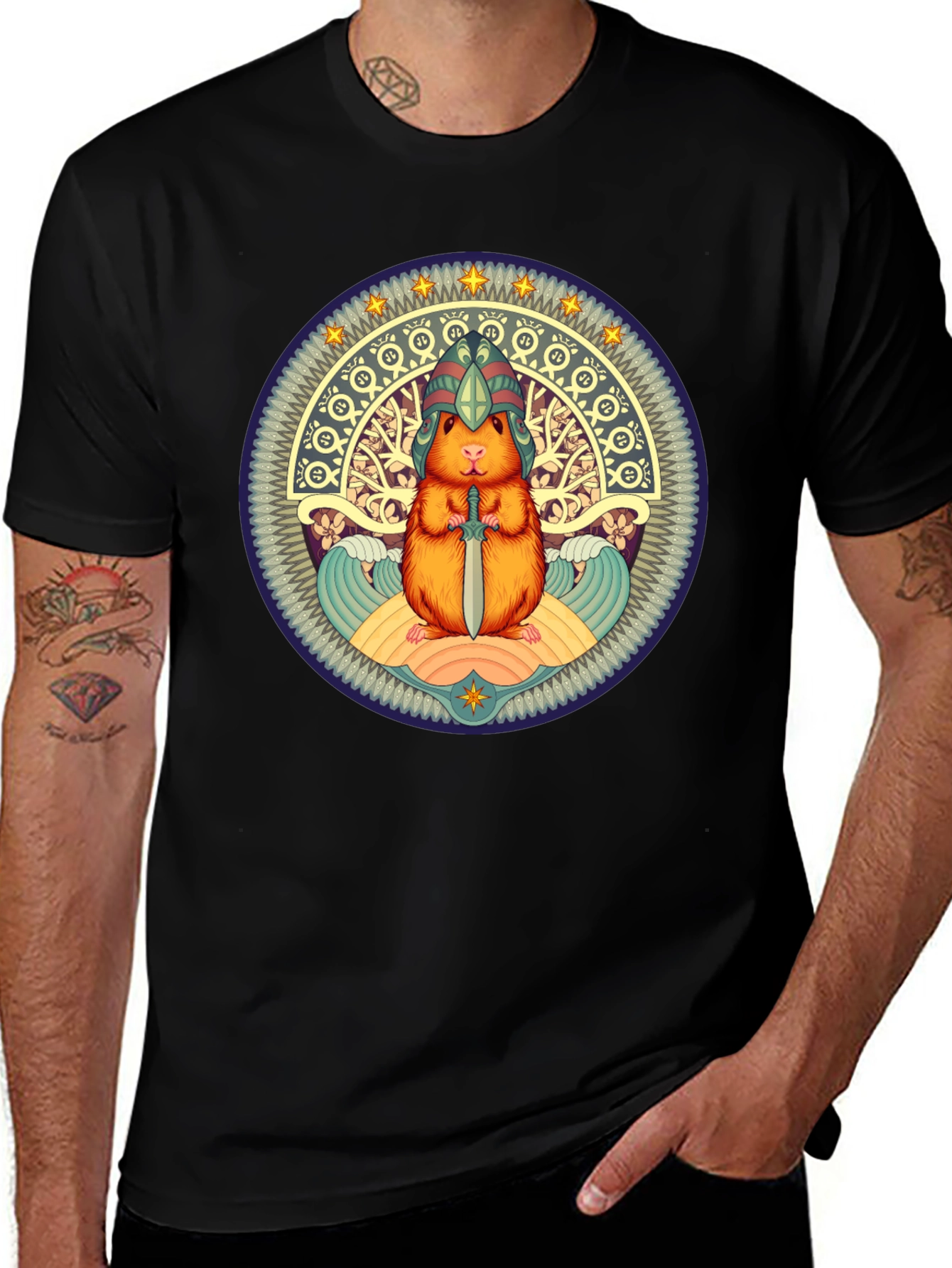 Hamster Warrior T-Shirt - Whimsical Graphic Tee