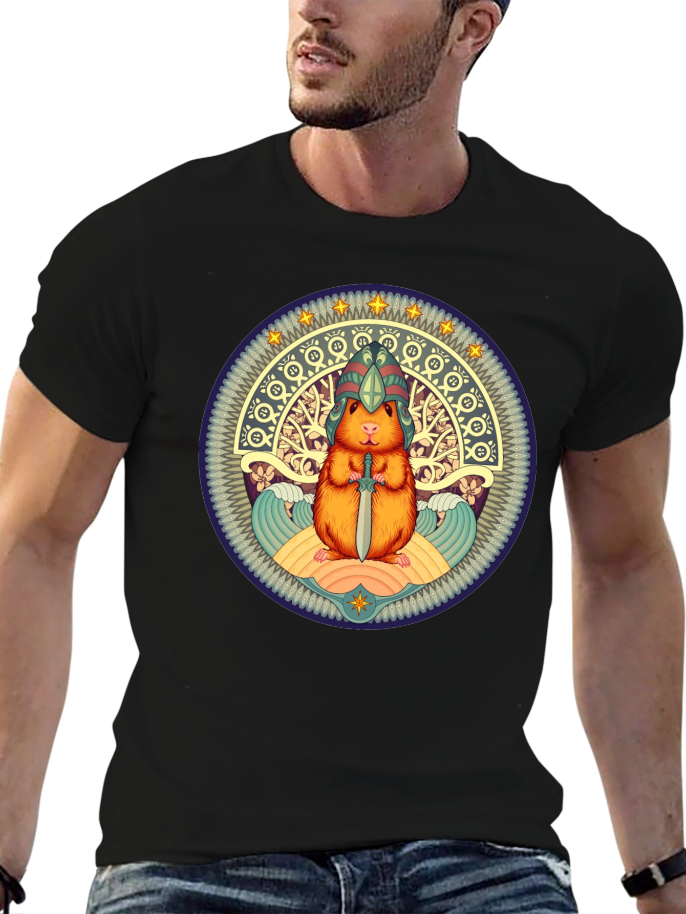 Hamster Warrior T-Shirt - Whimsical Graphic Tee