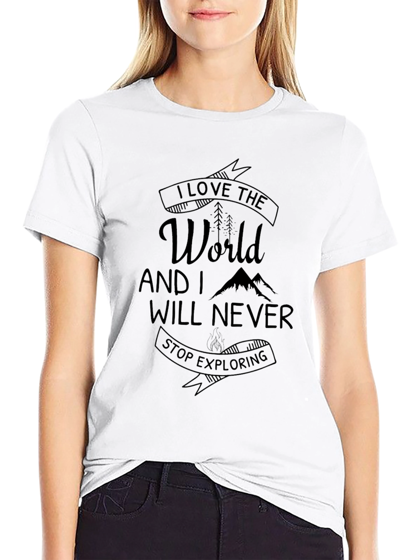 I Love The World Graphic Black T-Shirt